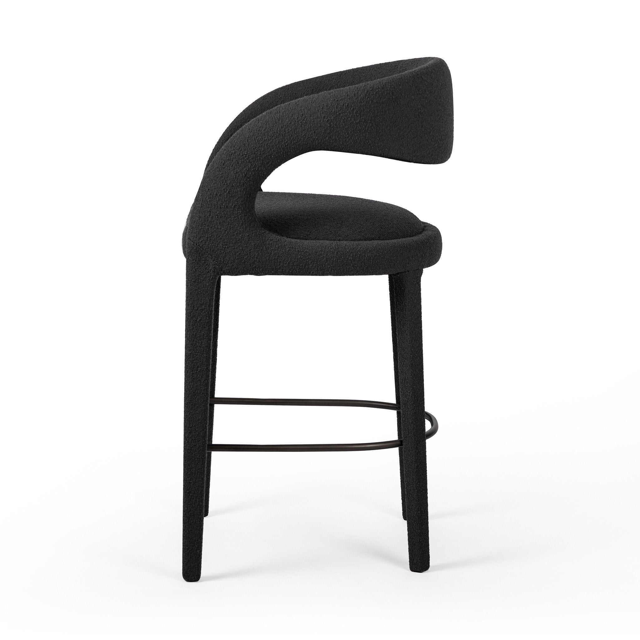 Four Hands Hawkins Bar + Counter Stool — FIQA Boucle Charcoal-Gunmetal-Bar