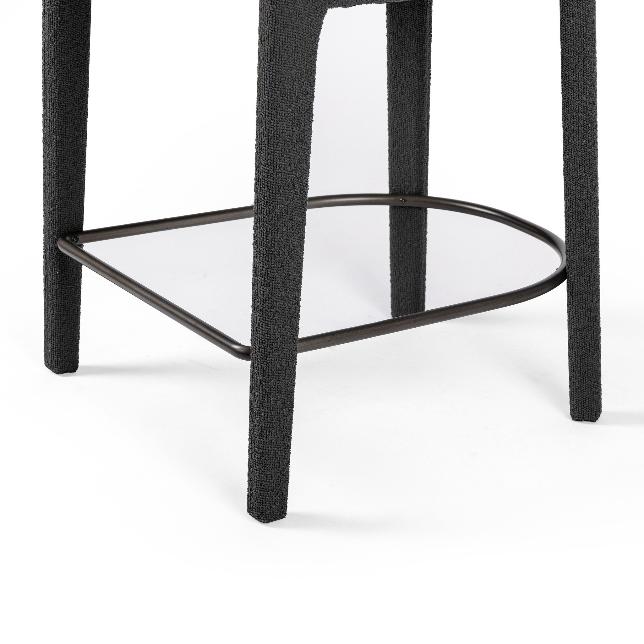 Four Hands Hawkins Bar + Counter Stool — FIQA Boucle Charcoal-Gunmetal-Counter