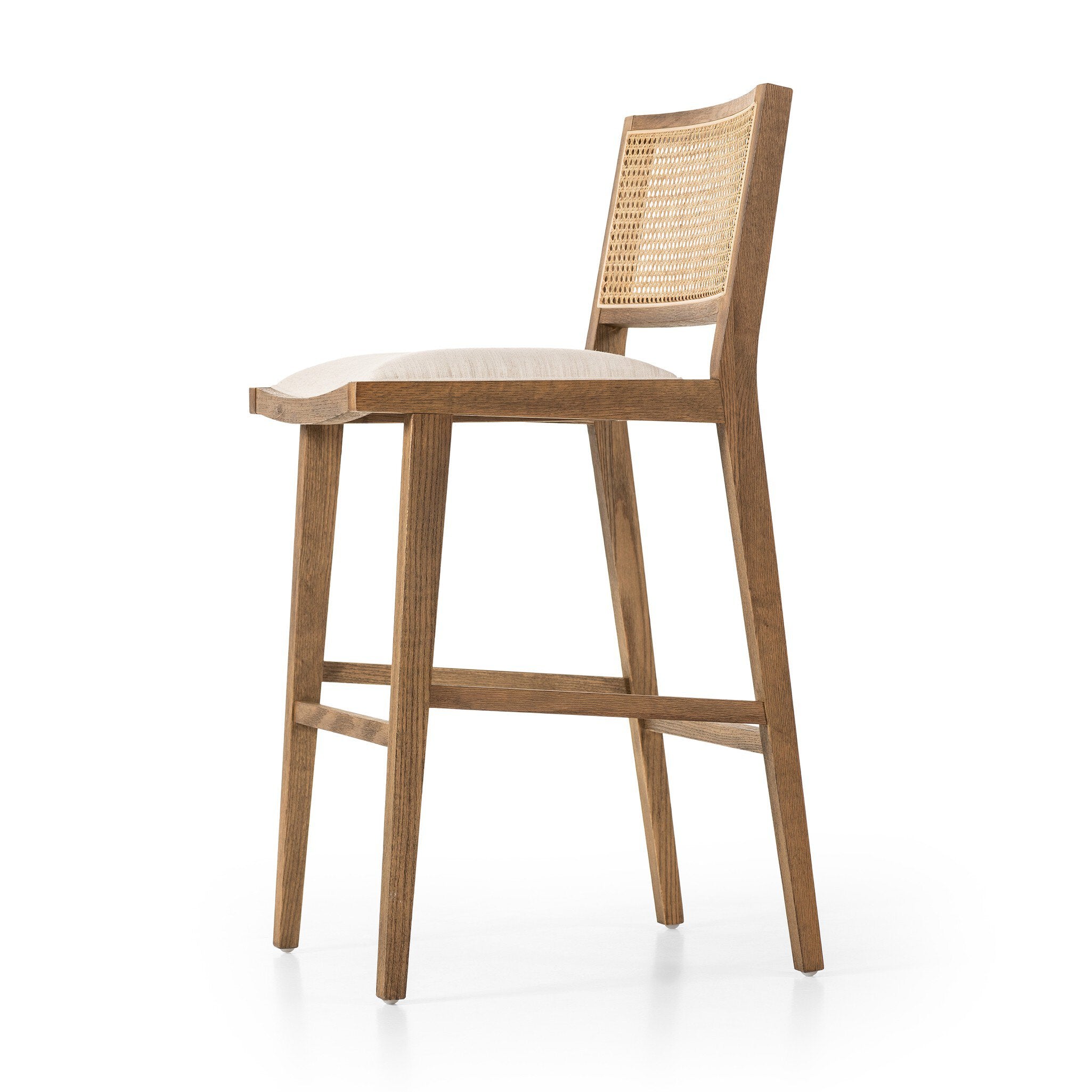 Four Hands Sage Bar + Counter Stool — Savile Flax-Toasted Oak-Natural Cane-Bar