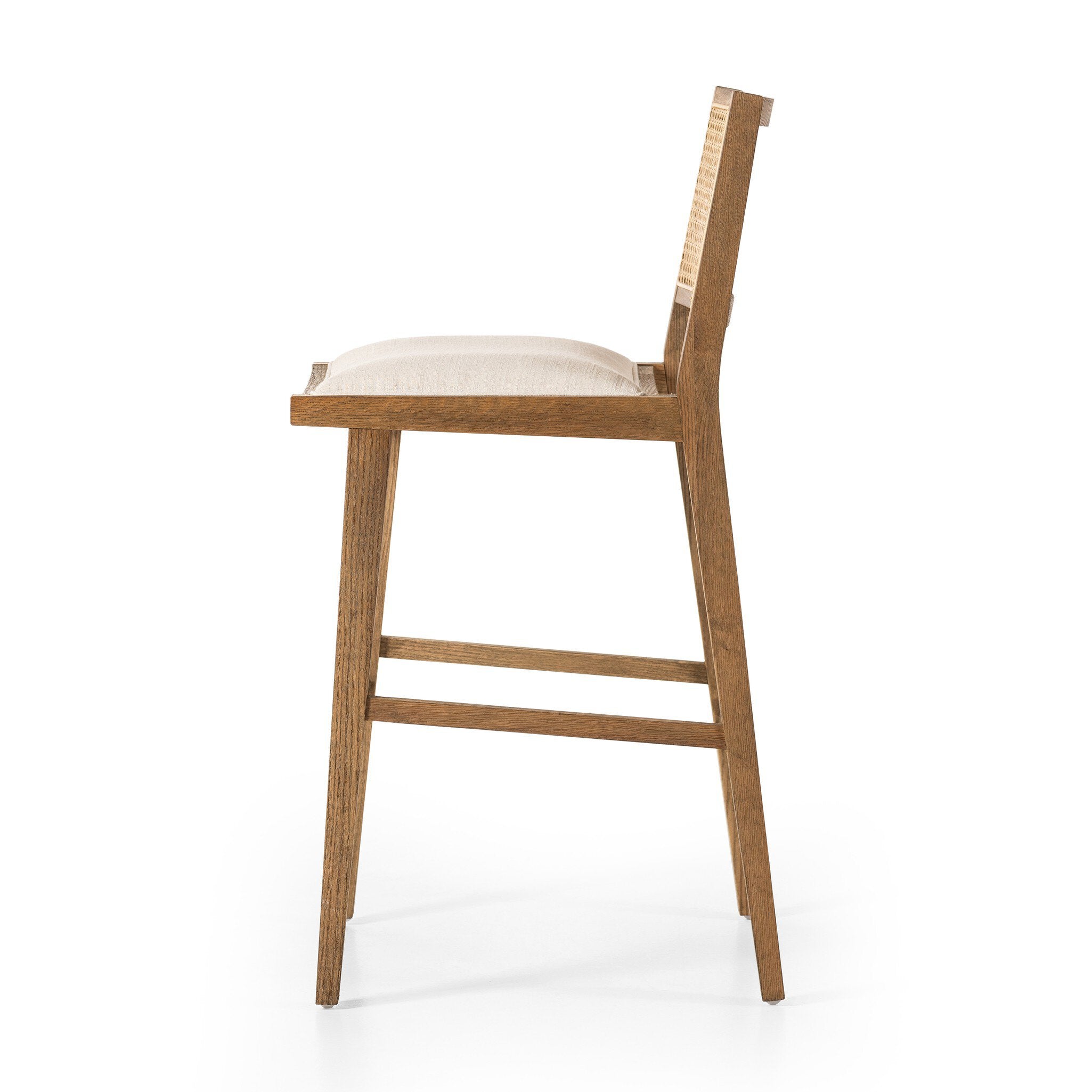 Four Hands Sage Bar + Counter Stool — Savile Flax-Toasted Oak-Natural Cane-Bar