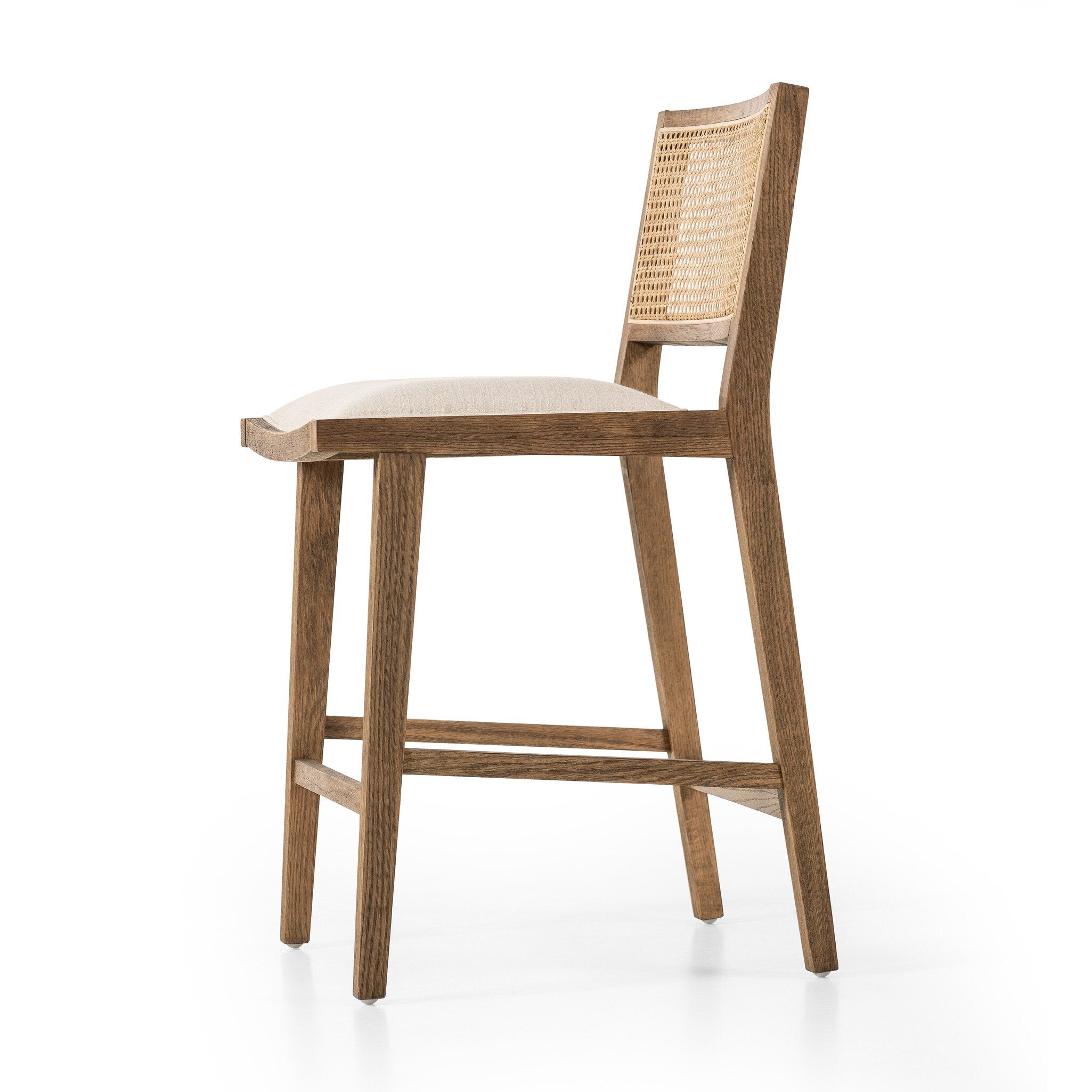 Four Hands Sage Bar + Counter Stool — Savile Flax-Toasted Oak-Natural Cane-Counter