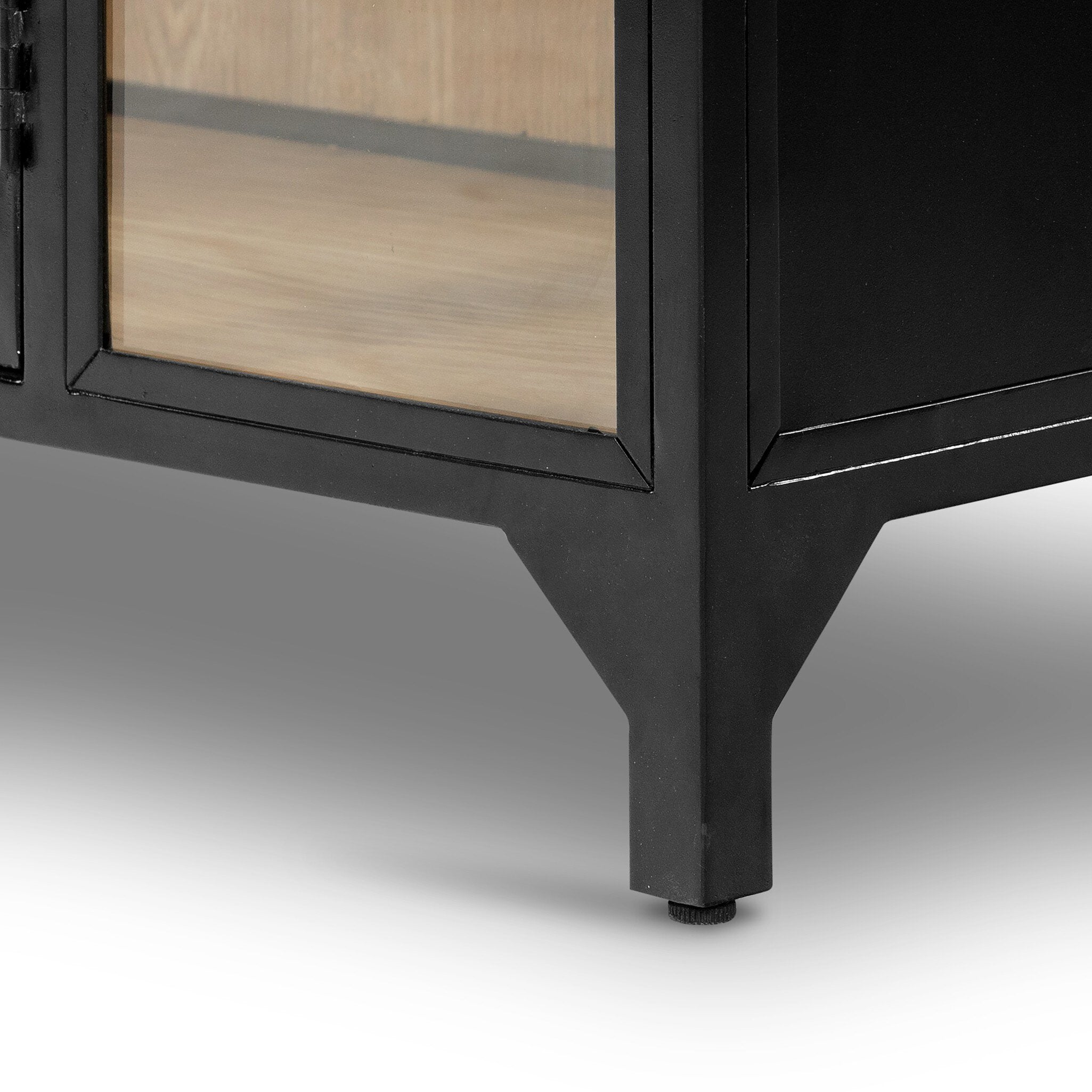 Four Hands Belmont Cabinet — Black-Weathered Bronze-Light Oak Veneer