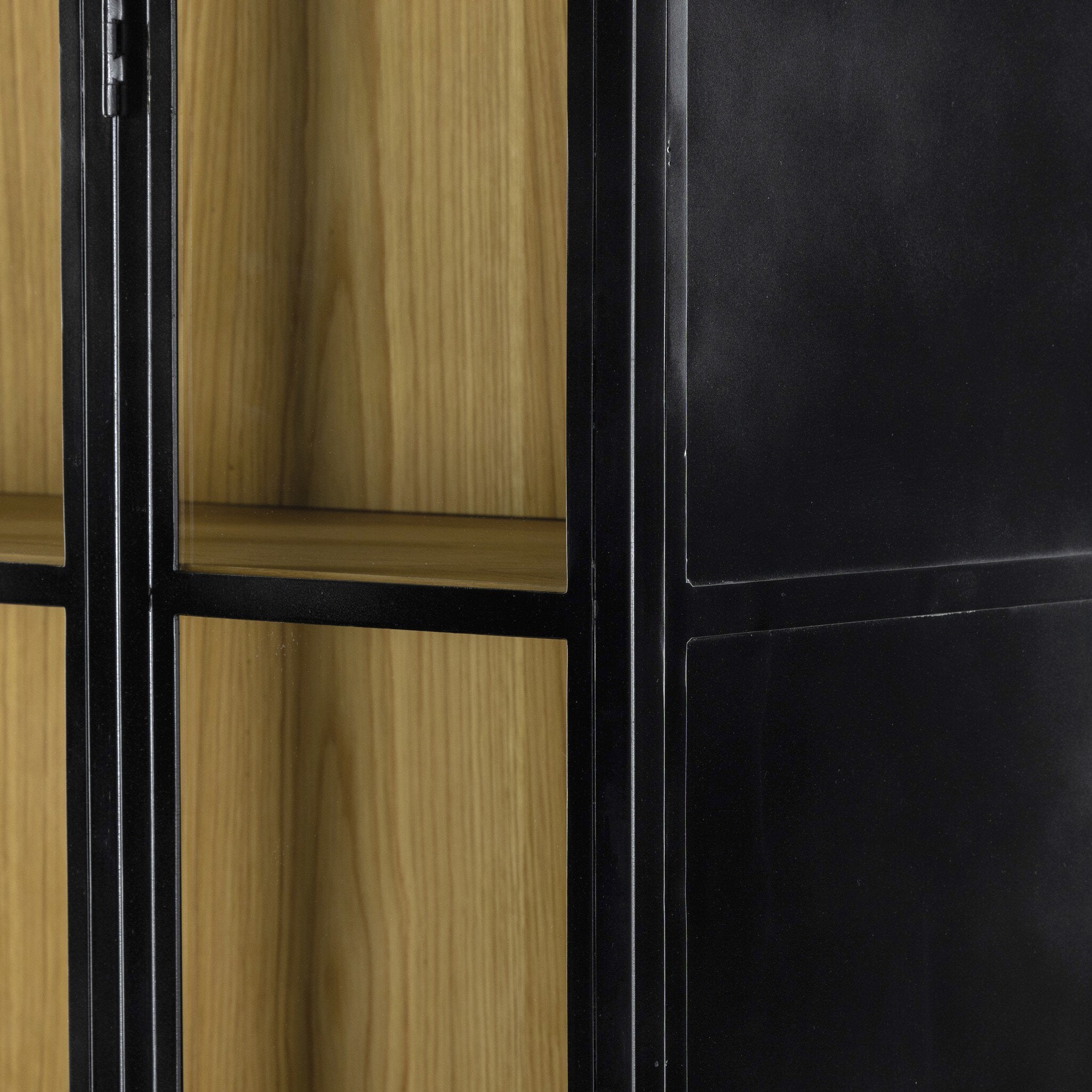 Four Hands Belmont Cabinet — Black-Weathered Bronze-Light Oak Veneer