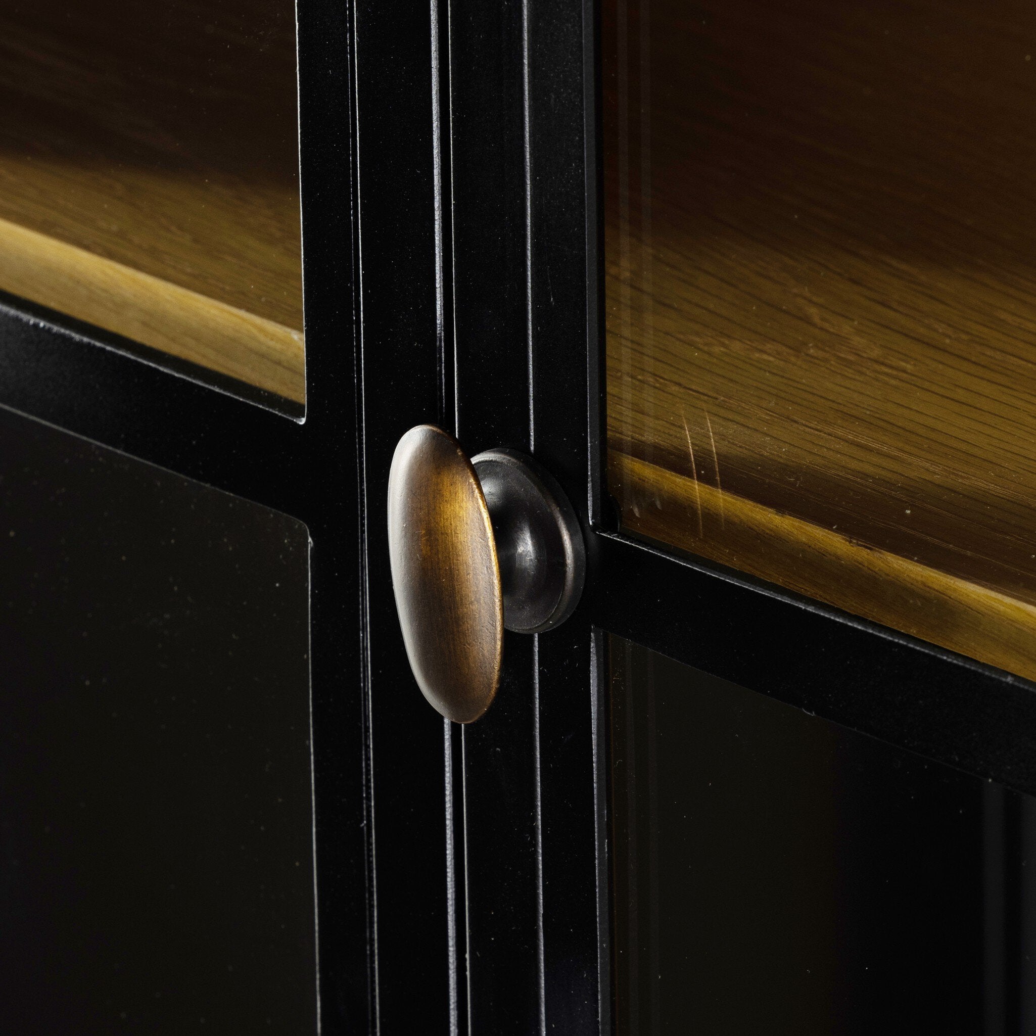 Four Hands Belmont Cabinet — Black-Weathered Bronze-Light Oak Veneer