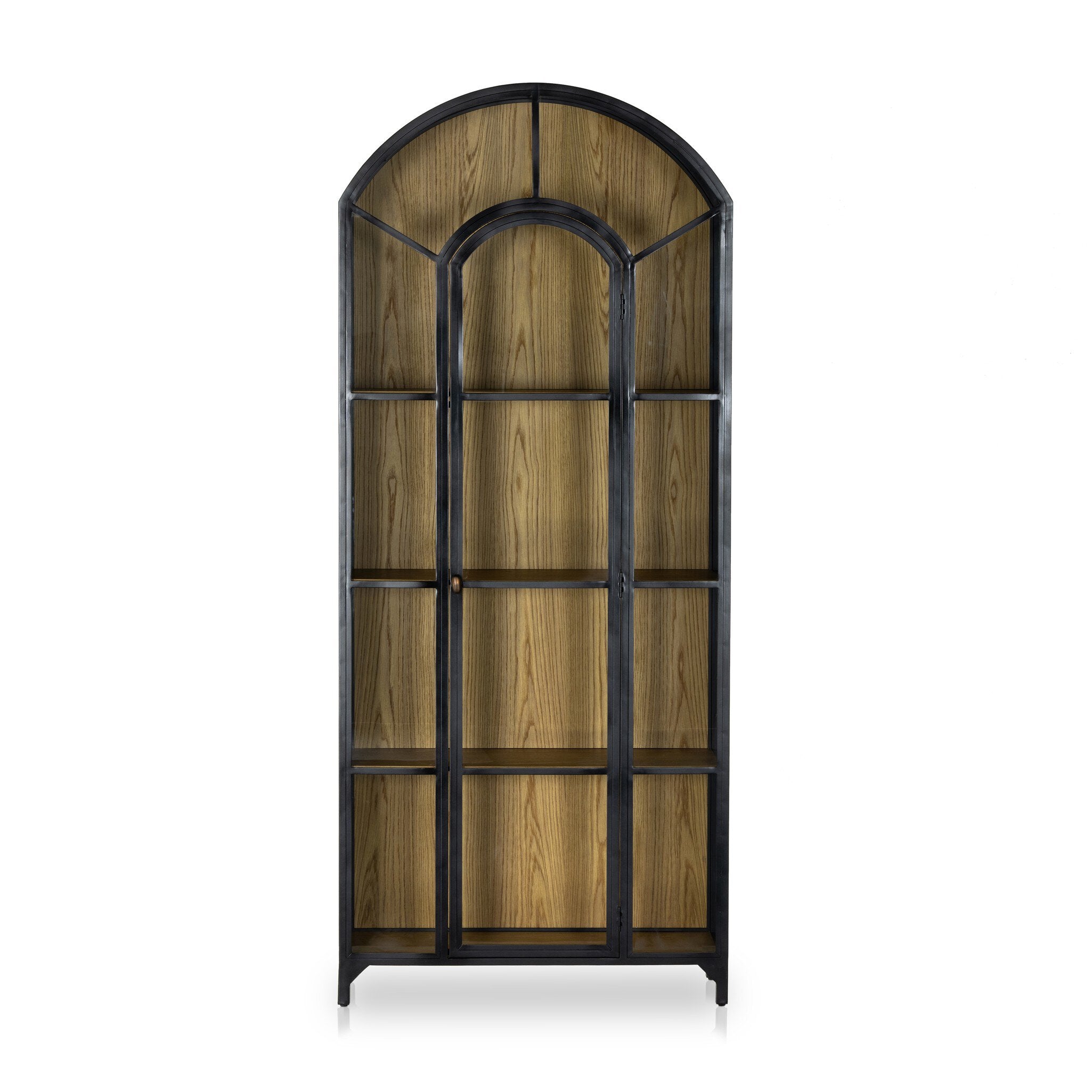 Four Hands Belmont Cabinet — Black-Weathered Bronze-Light Oak Veneer