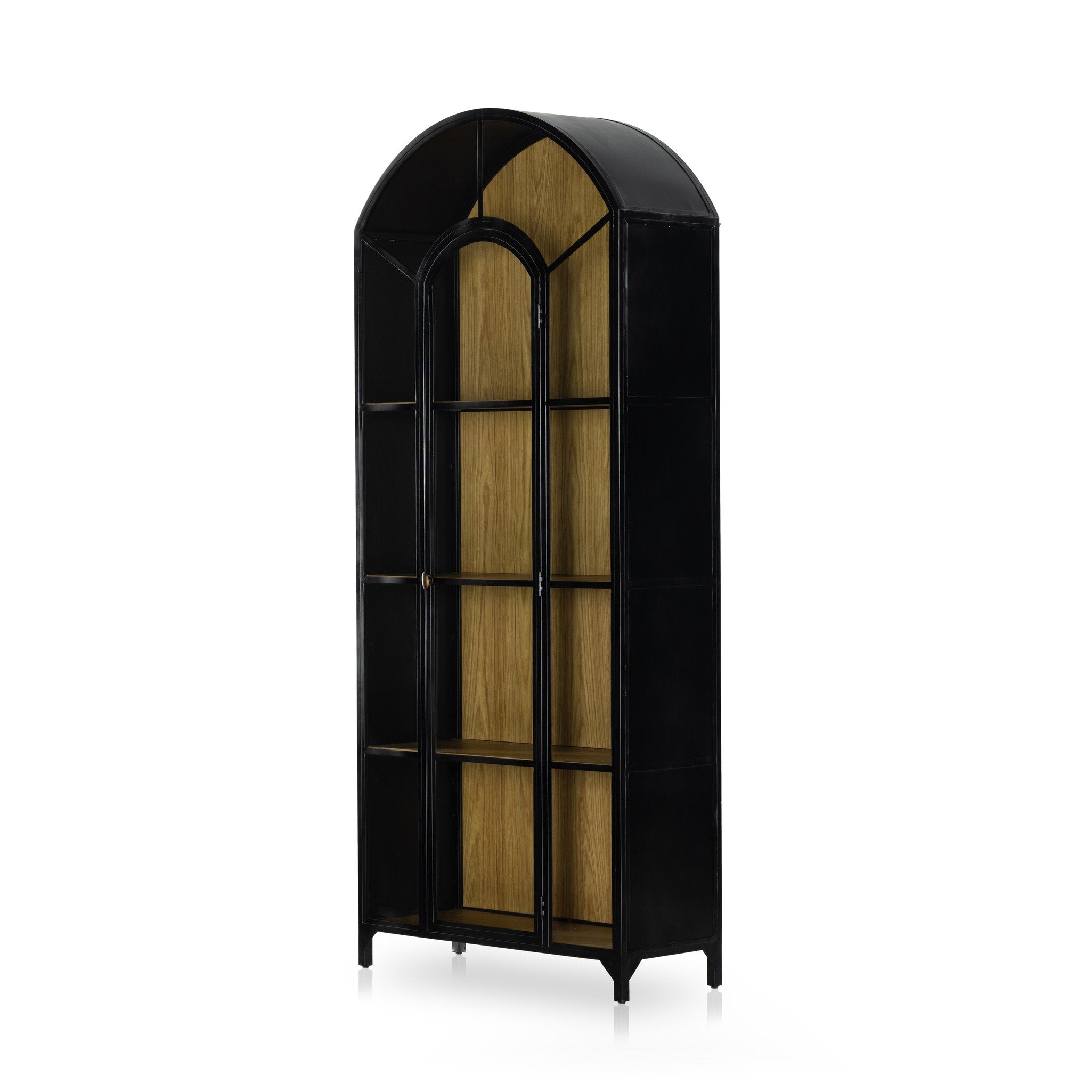 Four Hands Belmont Cabinet — Black-Weathered Bronze-Light Oak Veneer