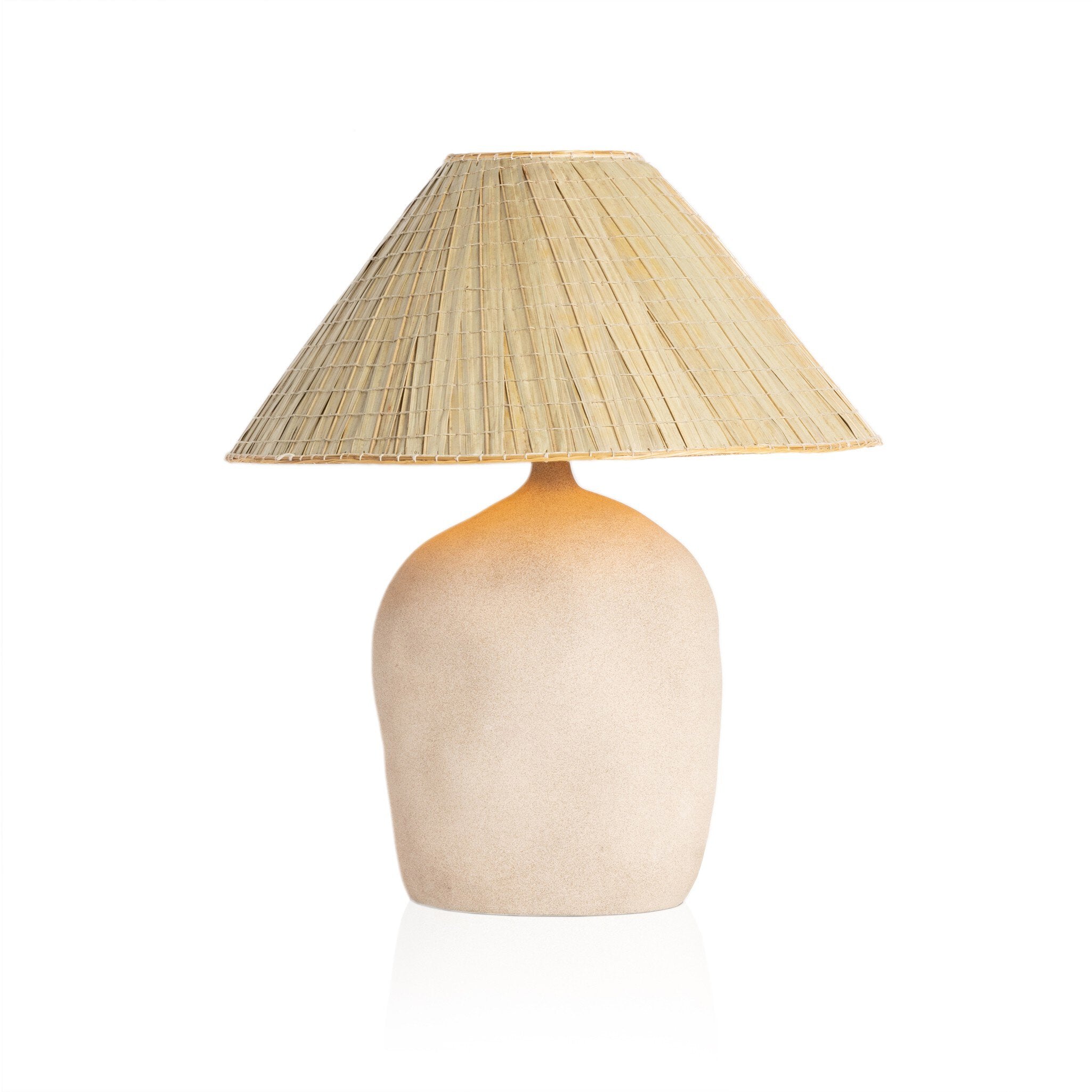 Four Hands Cobb Table Lamp — Sand Porcelain-Natural Palm