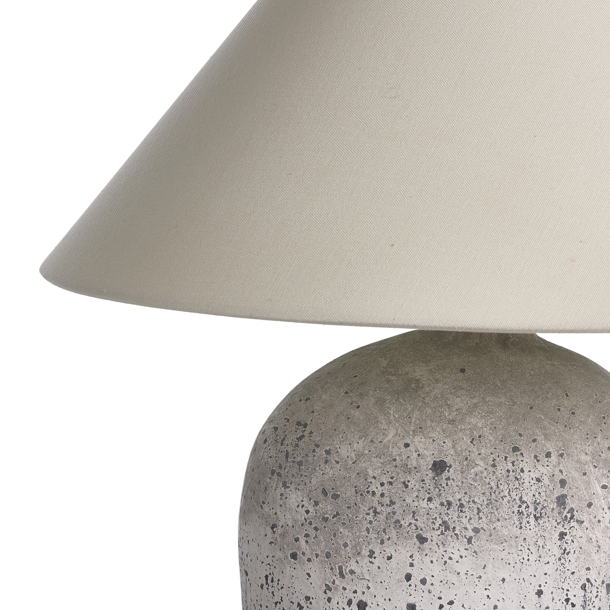 Four Hands Cobb Table Lamp — Antique White Ceramic-Ivory Linen