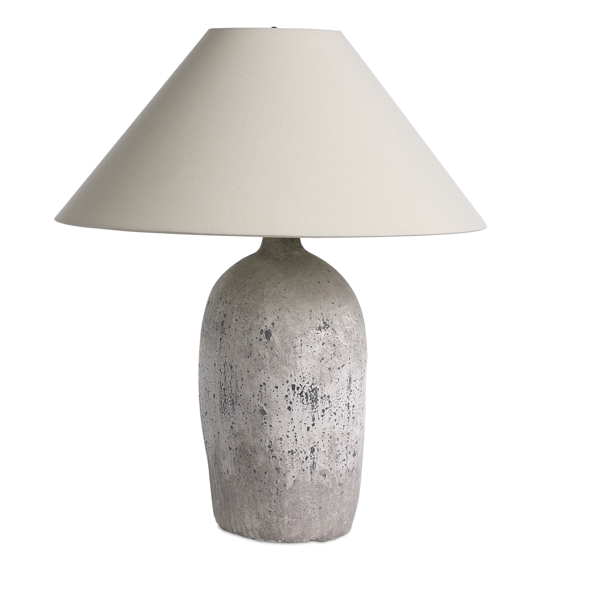 Four Hands Cobb Table Lamp — Antique White Ceramic-Ivory Linen