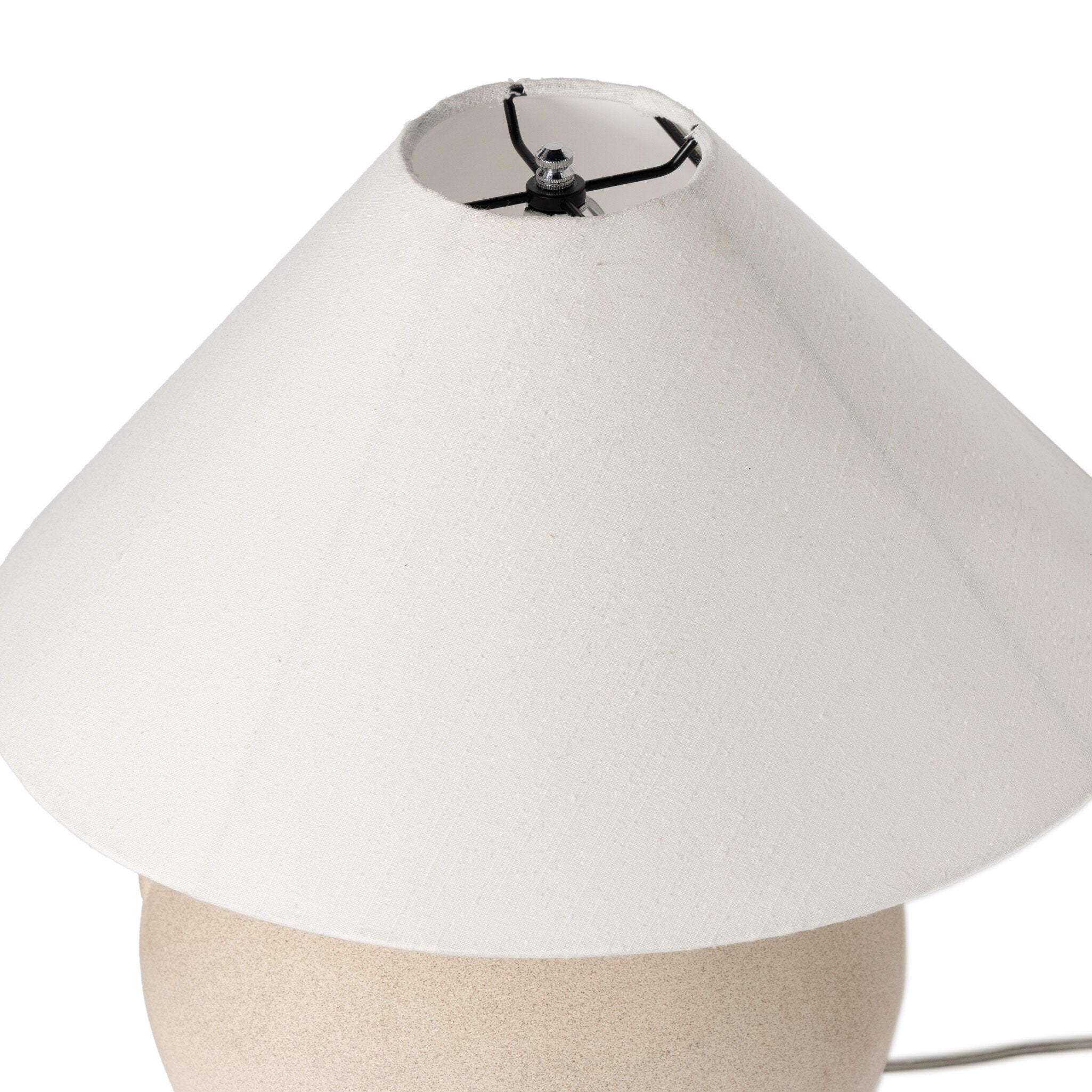 Four Hands Mays Table Lamp — Light Sand Porcelain Ceramic-Ivory Linen