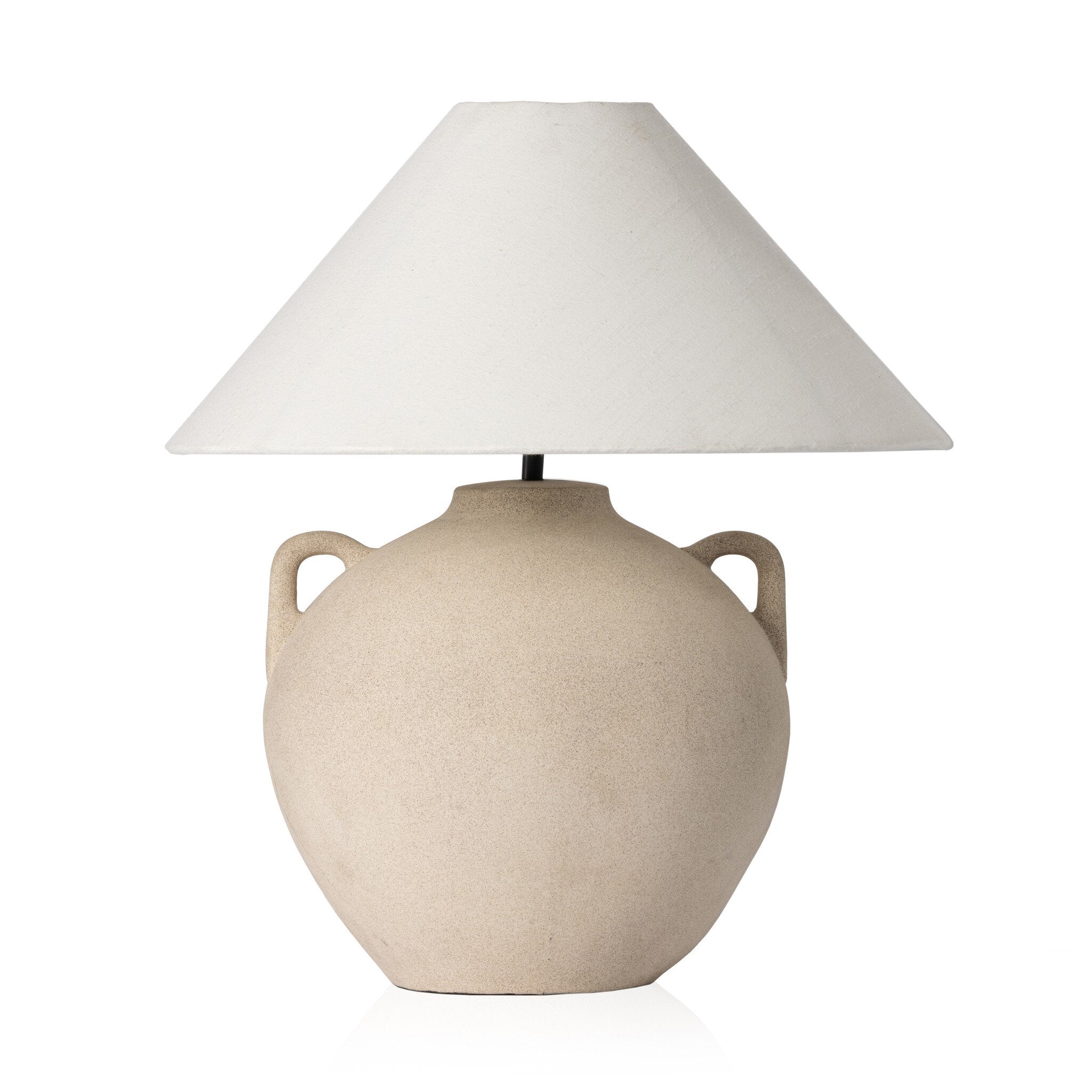 Four Hands Mays Table Lamp — Light Sand Porcelain Ceramic-Ivory Linen