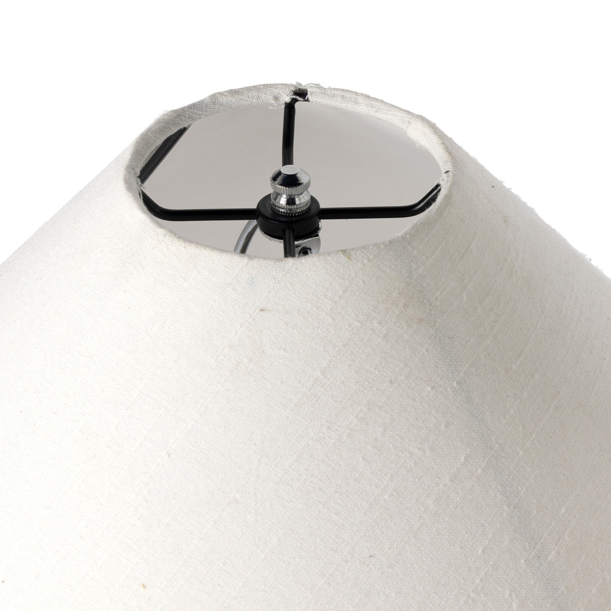 Four Hands Mays Table Lamp — Aged Black Terracotta-Ivory Linen
