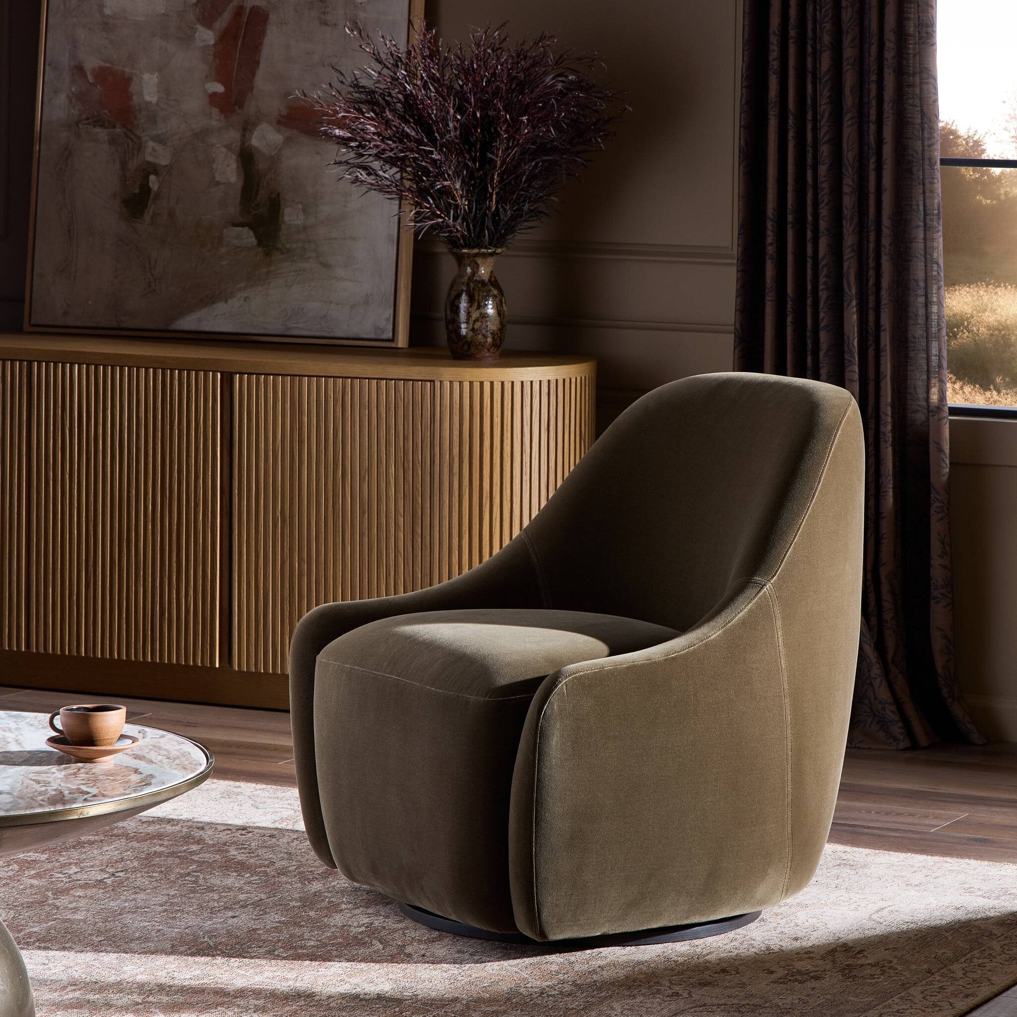 Four Hands Levi Swivel Chair — Surrey Olive