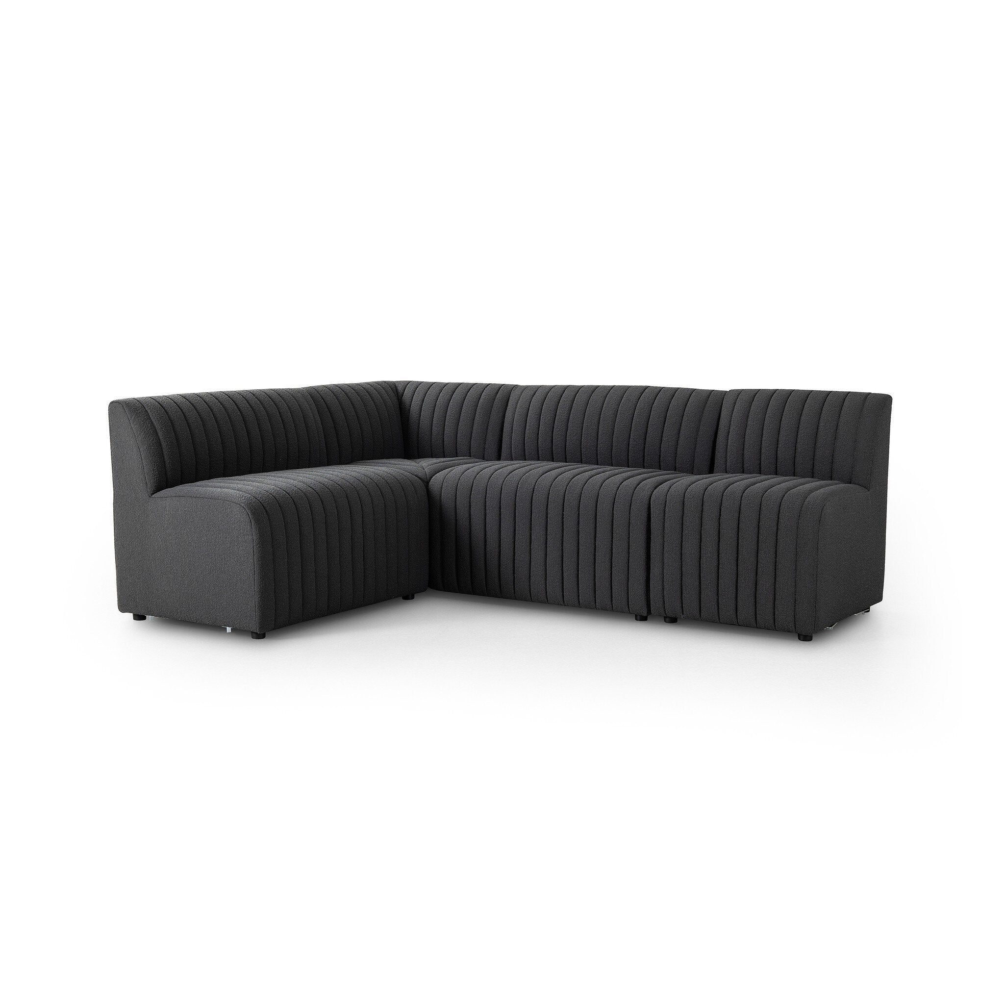 Four Hands Augustine Dining Banquette, L-Shape — FIQA Boucle Charcoal