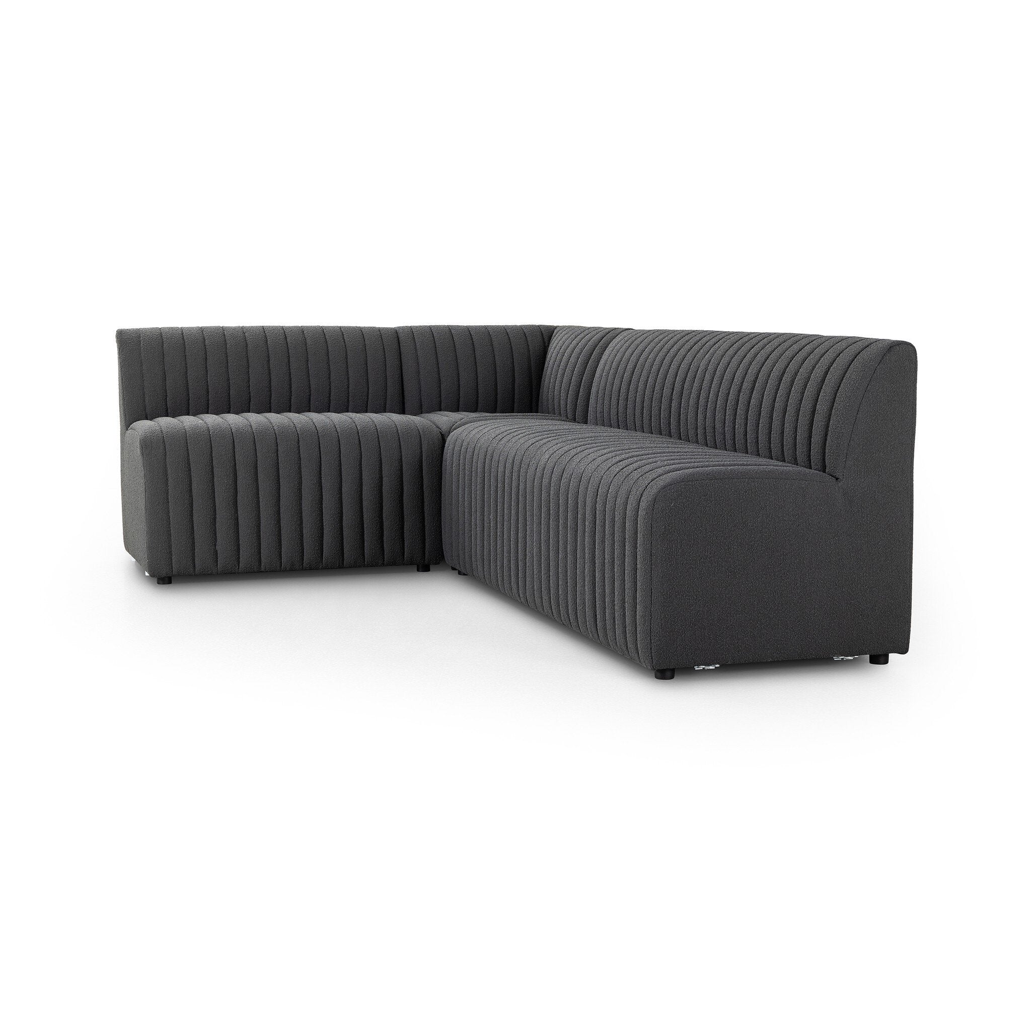 Four Hands Augustine Dining Banquette, L-Shape — FIQA Boucle Charcoal