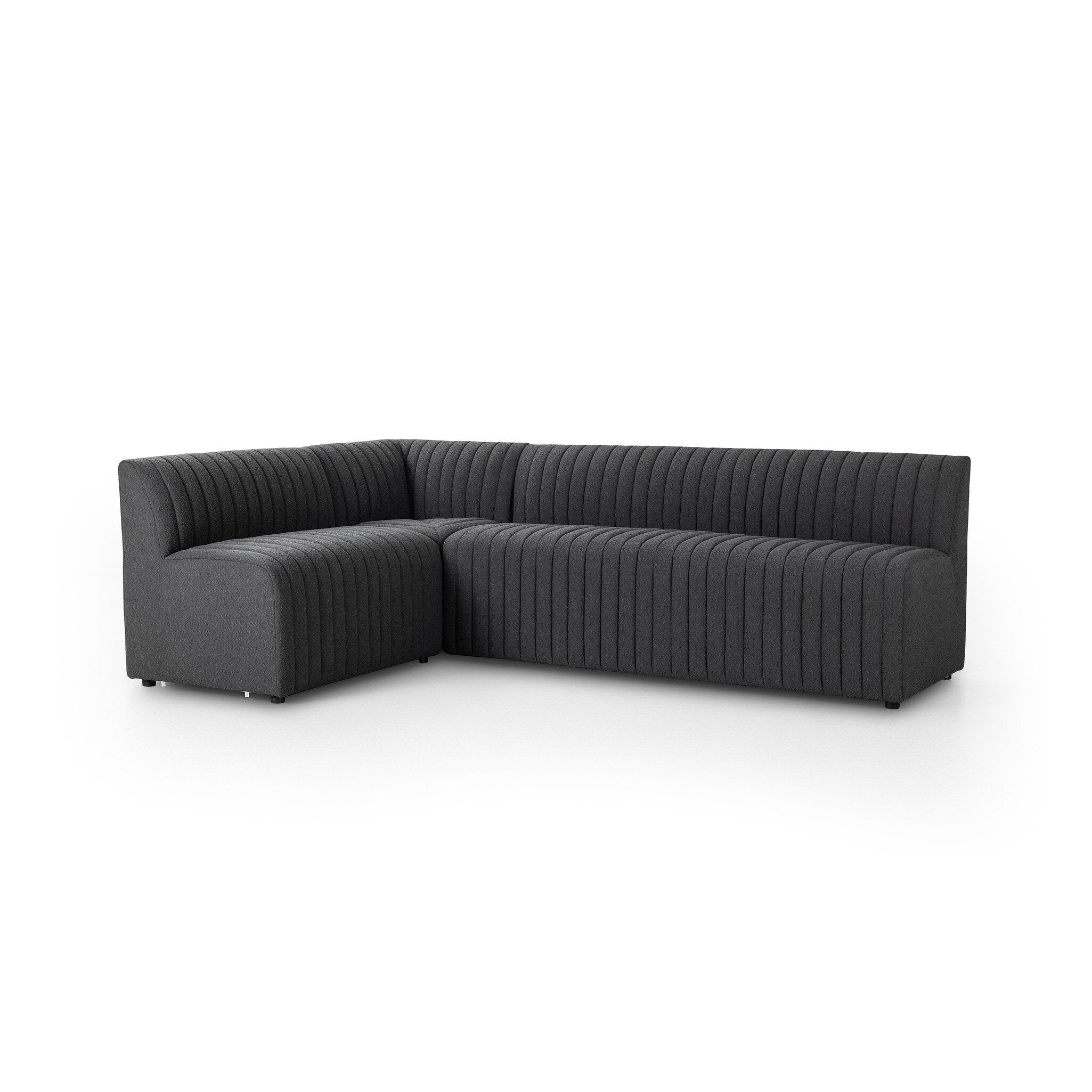 Four Hands Augustine Dining Banquette, L-Shape — FIQA Boucle Charcoal