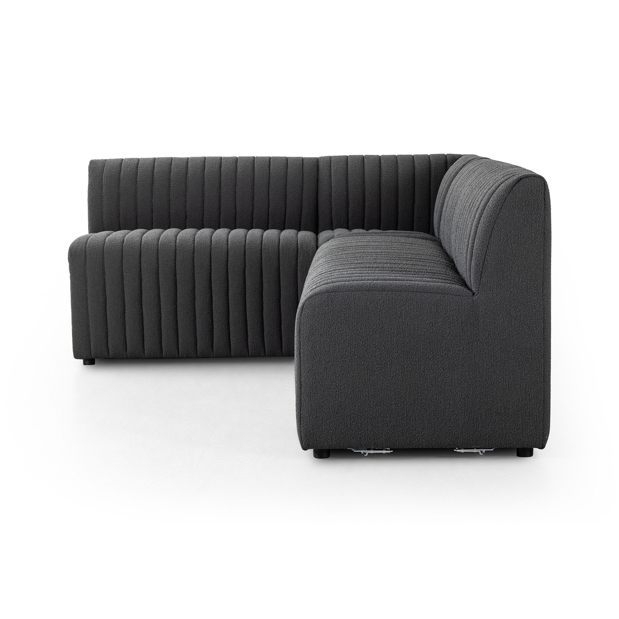 Four Hands Augustine Dining Banquette, L-Shape — FIQA Boucle Charcoal