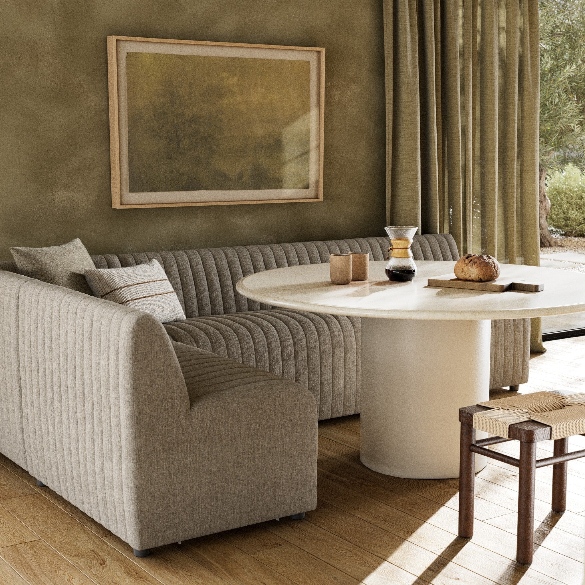 Four Hands Augustine Dining Banquette, L-Shape — Orly Natural