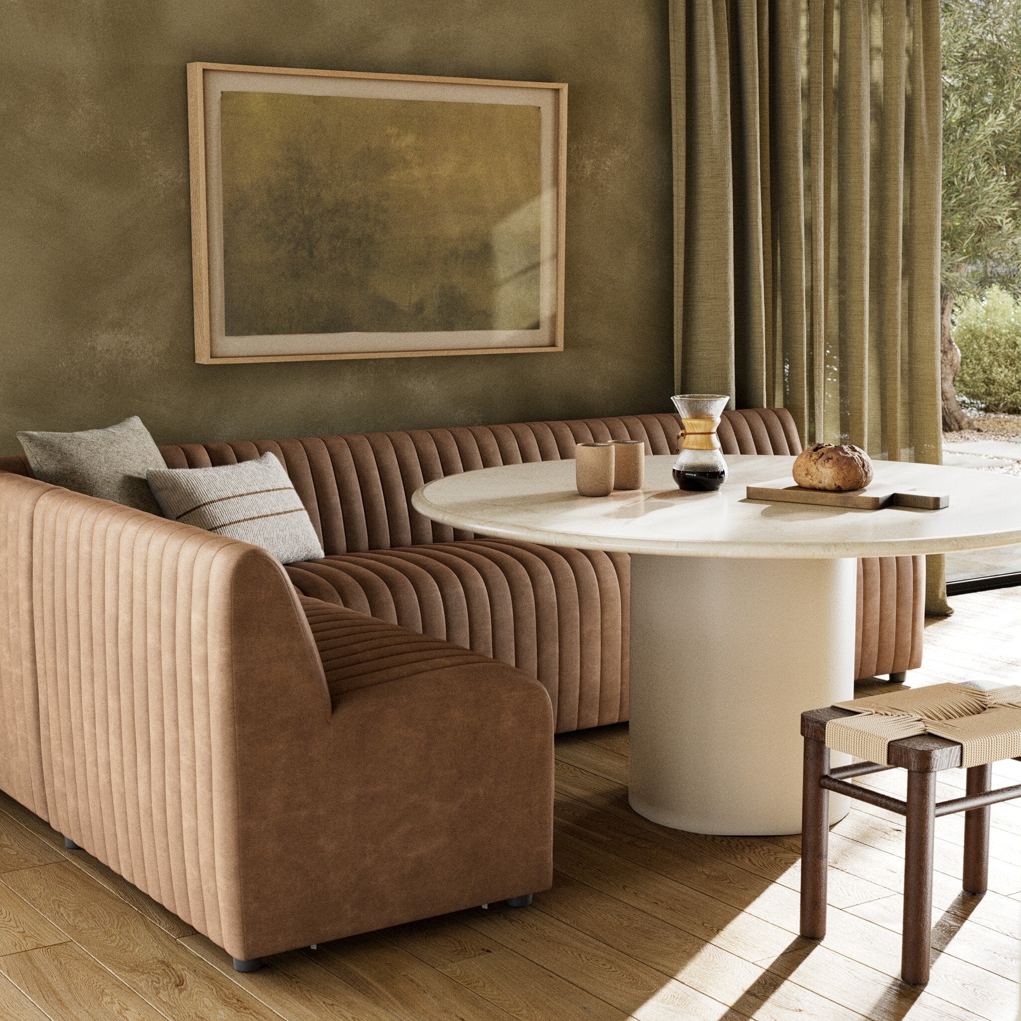 Four Hands Augustine Dining Banquette, L-Shape — Palermo Drift