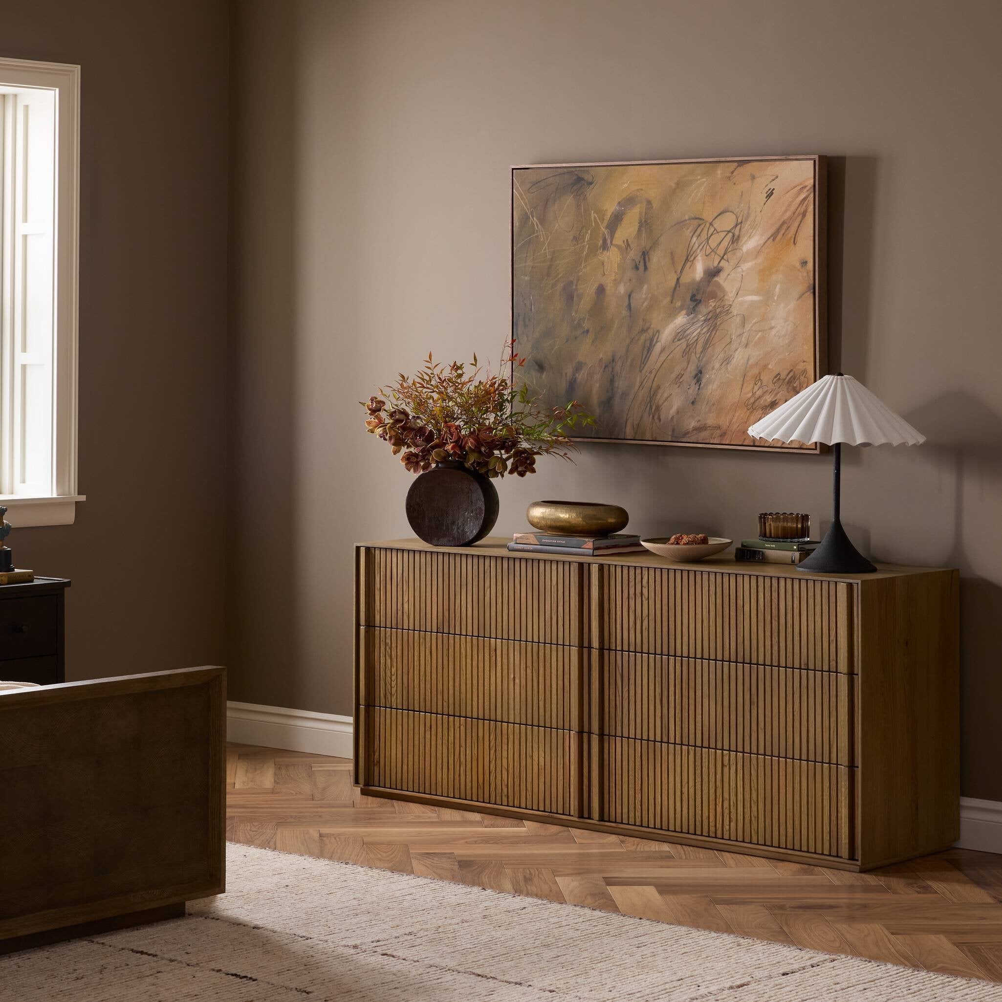 Four Hands Leo 6 Drawer Dresser — Rustic Light Natural Oak-Rustic Light Natural Oak Veneer