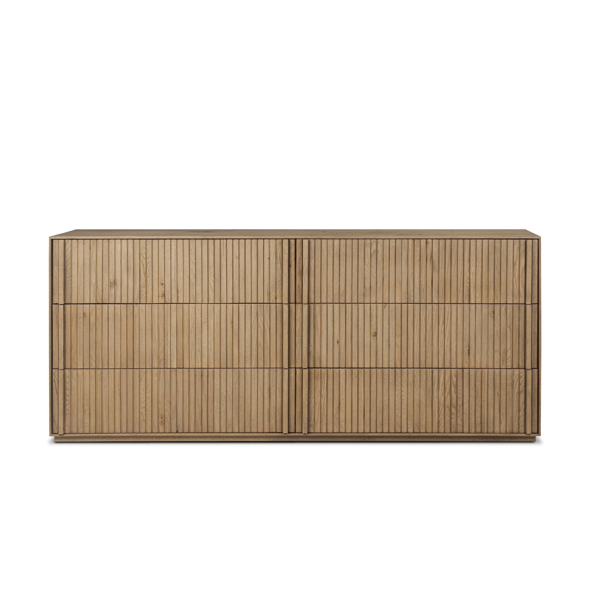 Four Hands Leo 6 Drawer Dresser — Rustic Light Natural Oak-Rustic Light Natural Oak Veneer