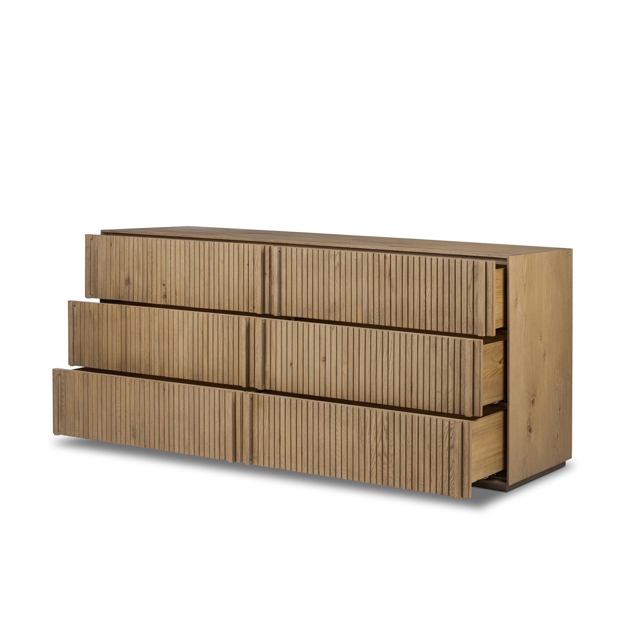 Four Hands Leo 6 Drawer Dresser — Rustic Light Natural Oak-Rustic Light Natural Oak Veneer