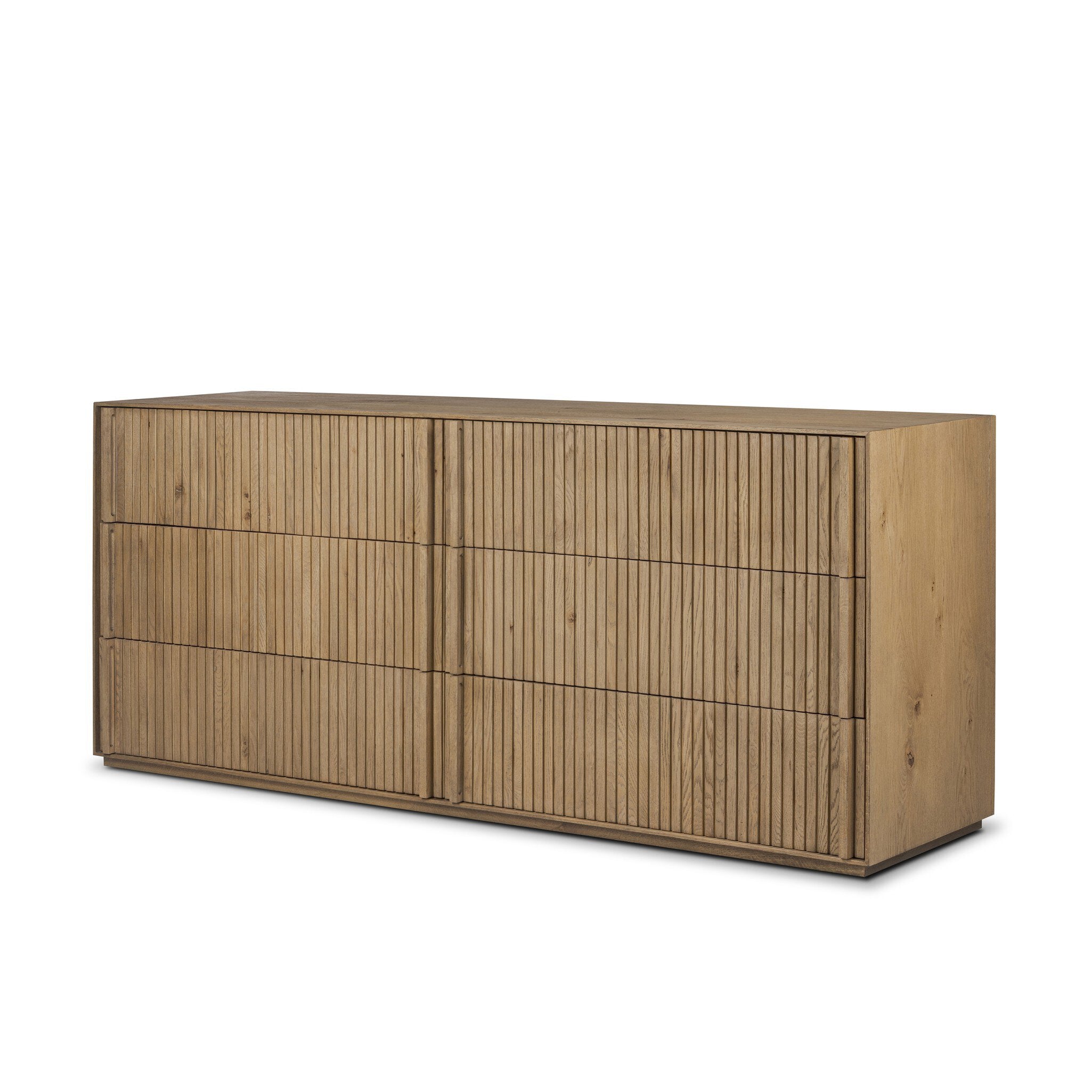 Four Hands Leo 6 Drawer Dresser — Rustic Light Natural Oak-Rustic Light Natural Oak Veneer