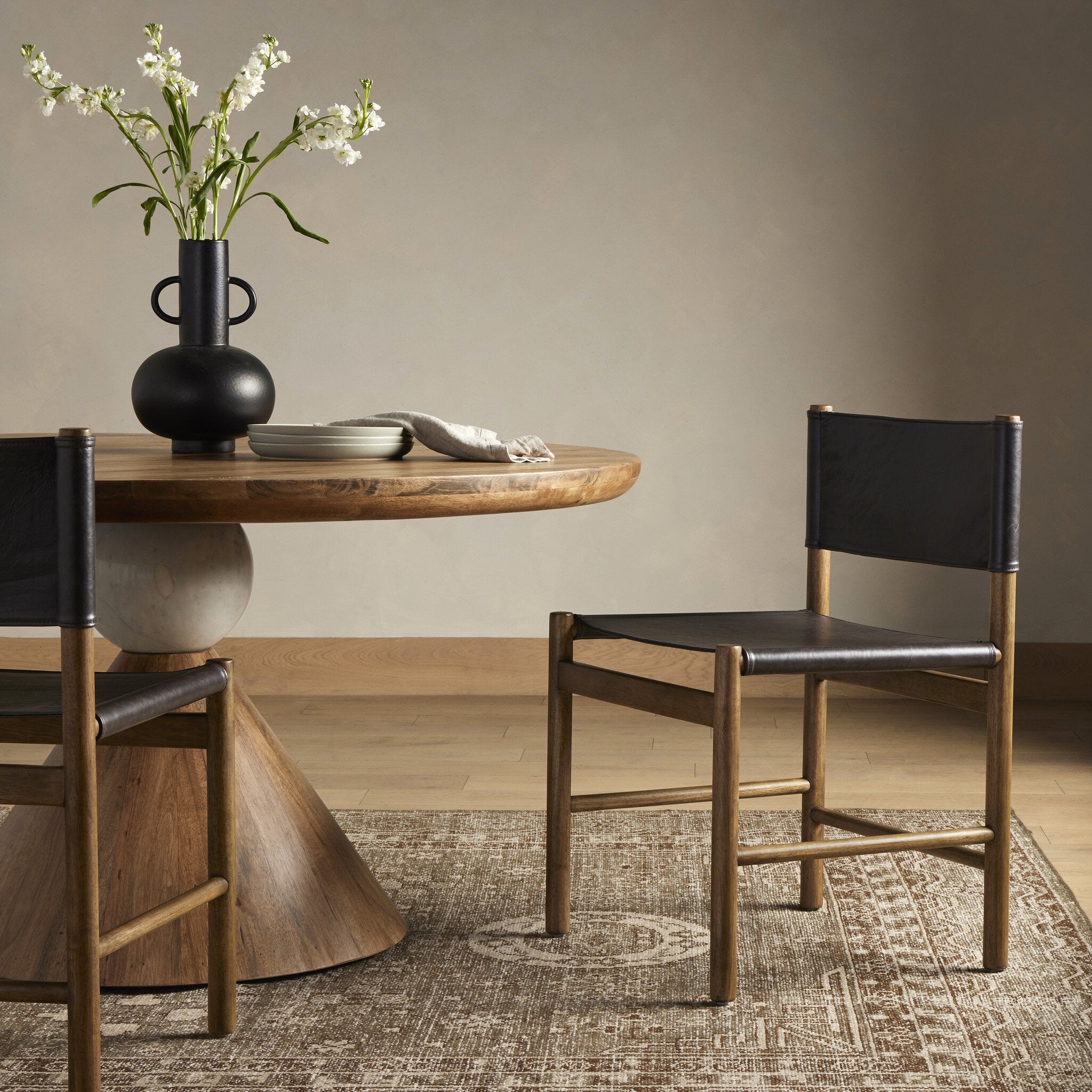 Four Hands Kena Dining Chair — Sonoma Black-Vintage Natural