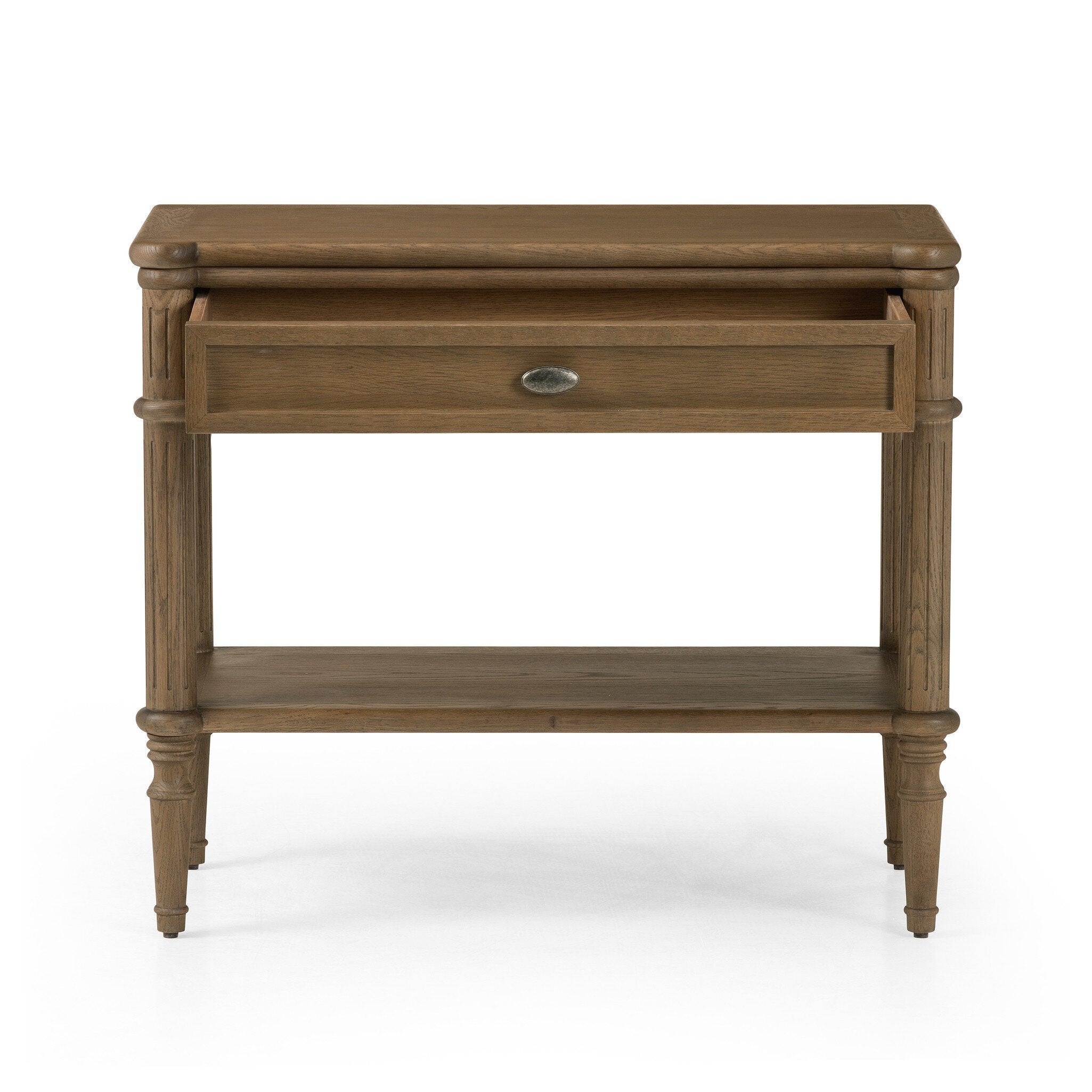 Four Hands Toulouse Nightstand — Toasted Oak-Toasted Oak Veneer-Aged Brass