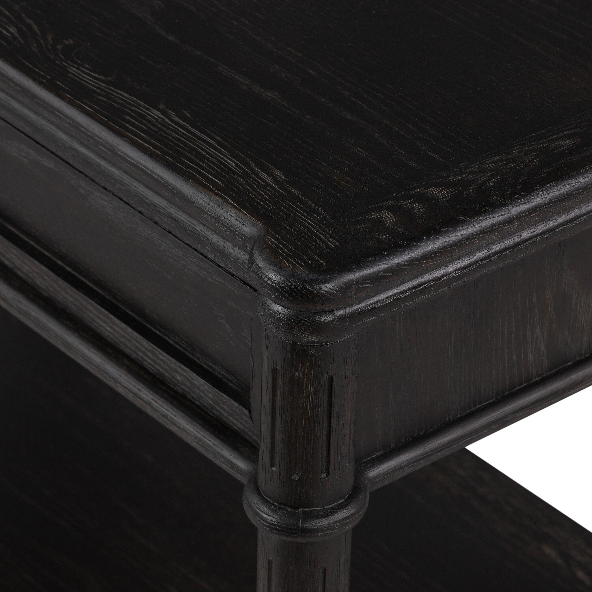Four Hands Toulouse Nightstand — Distressed Black-Distressed Black Oak-Aged Brass