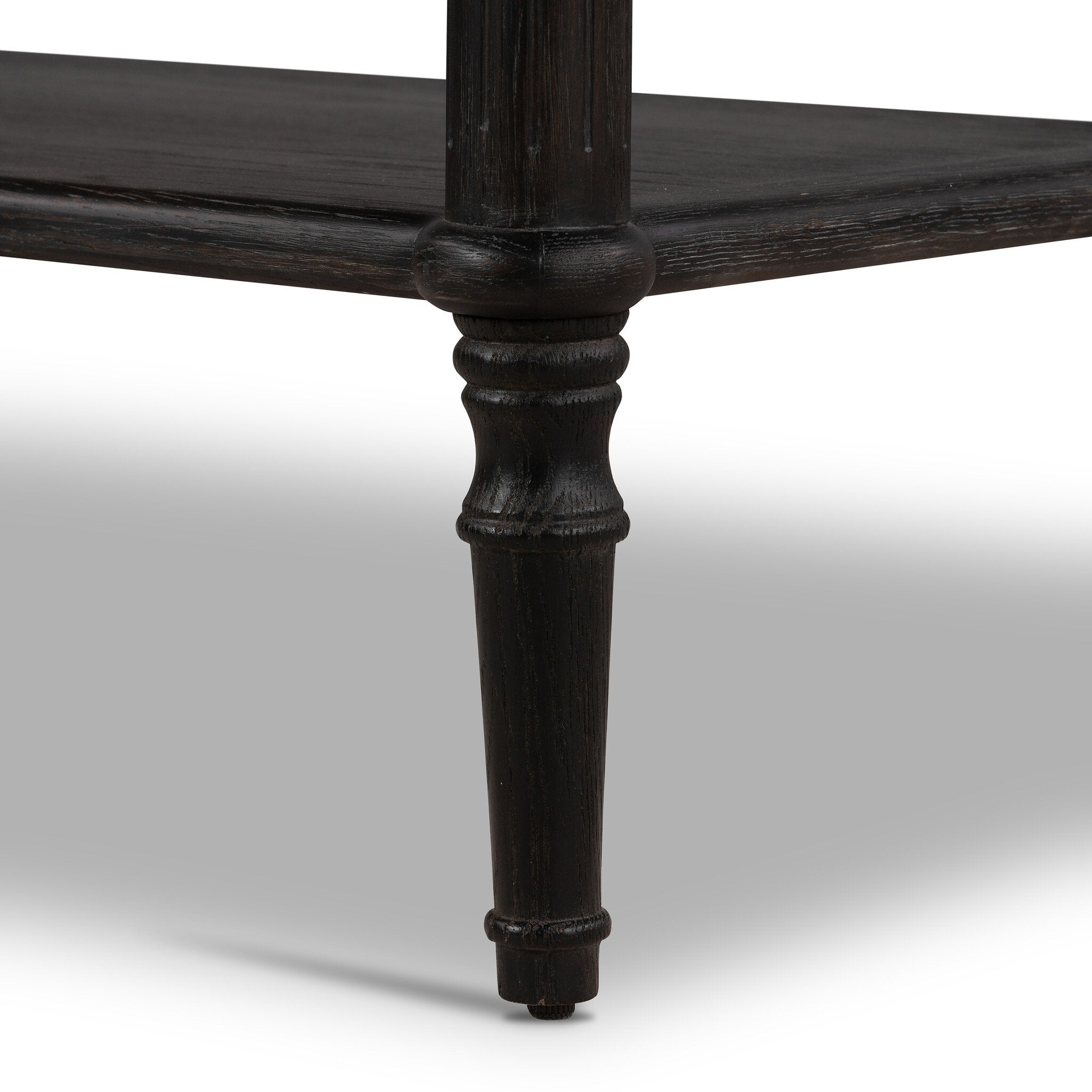 Four Hands Toulouse Nightstand — Distressed Black-Distressed Black Oak-Aged Brass