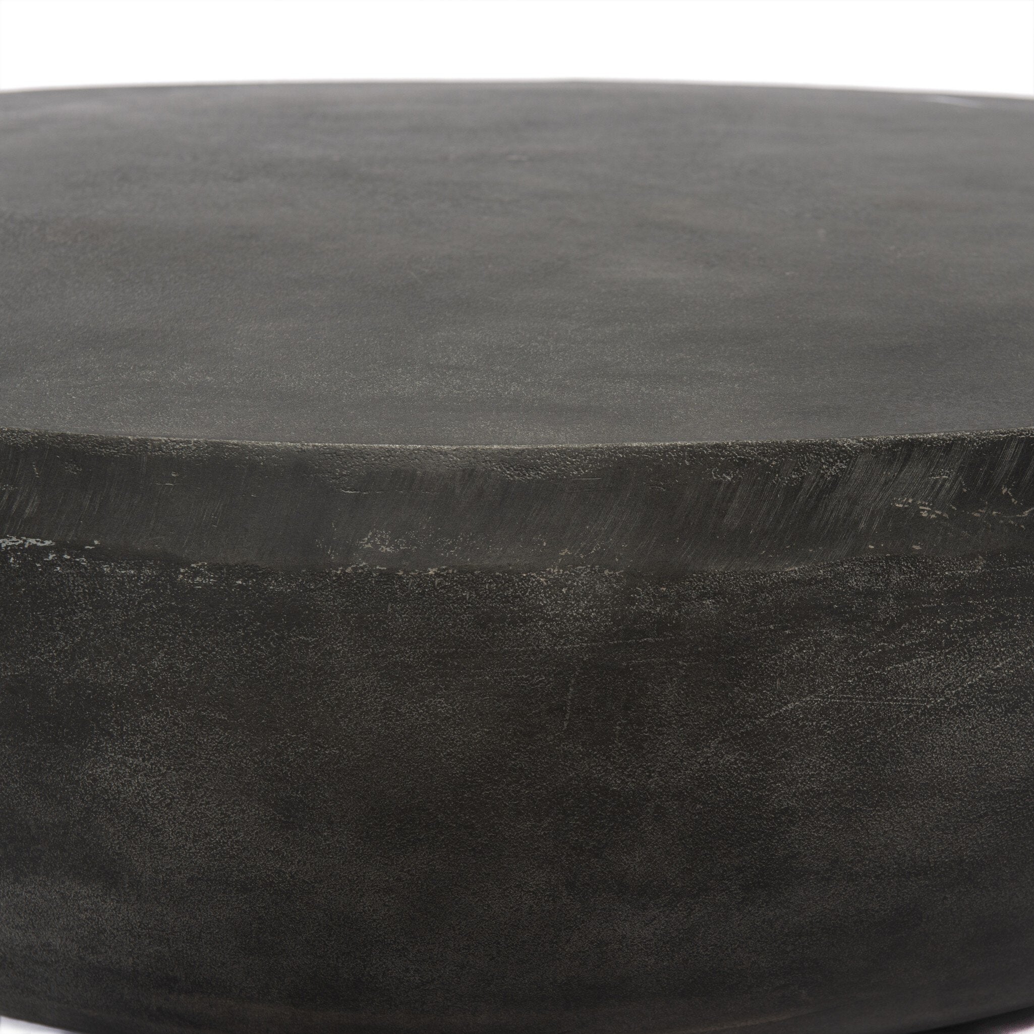 Four Hands Basil Outdoor Round Coffee Table — Aged Grey
