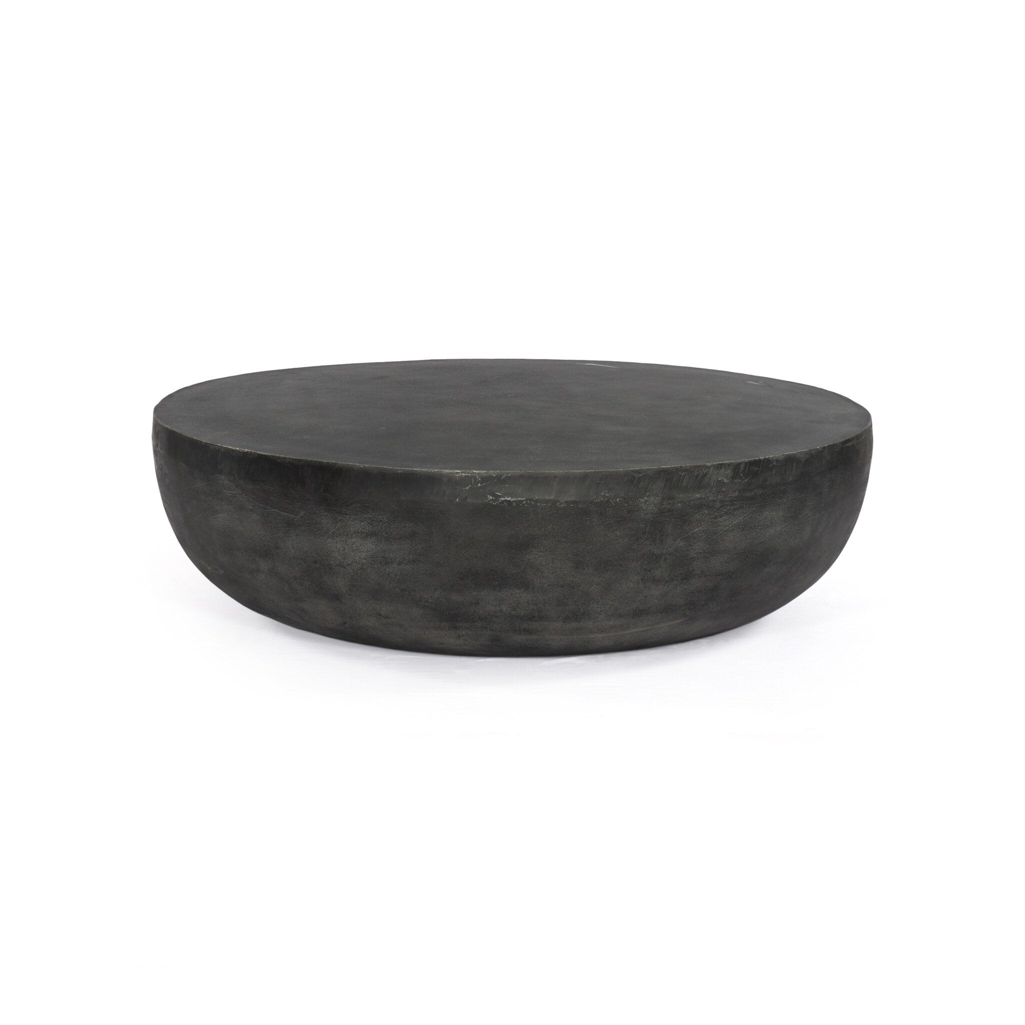 Four Hands Basil Outdoor Round Coffee Table — Aged Grey
