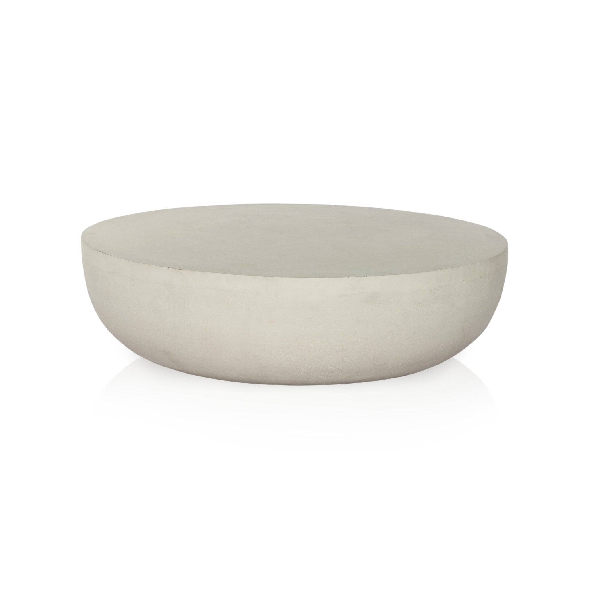 Four Hands Basil Outdoor Round Coffee Table — Matte White Cast Aluminum