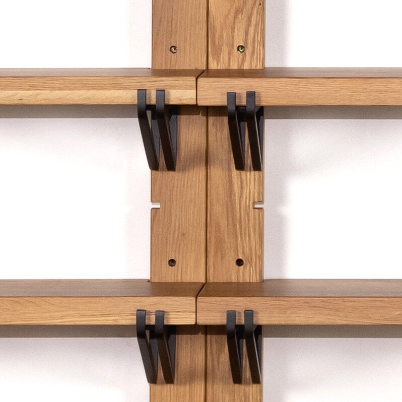 Four Hands Pivott Shelf — Natural Oak Veneer-Dark Iron-Natural Oak
