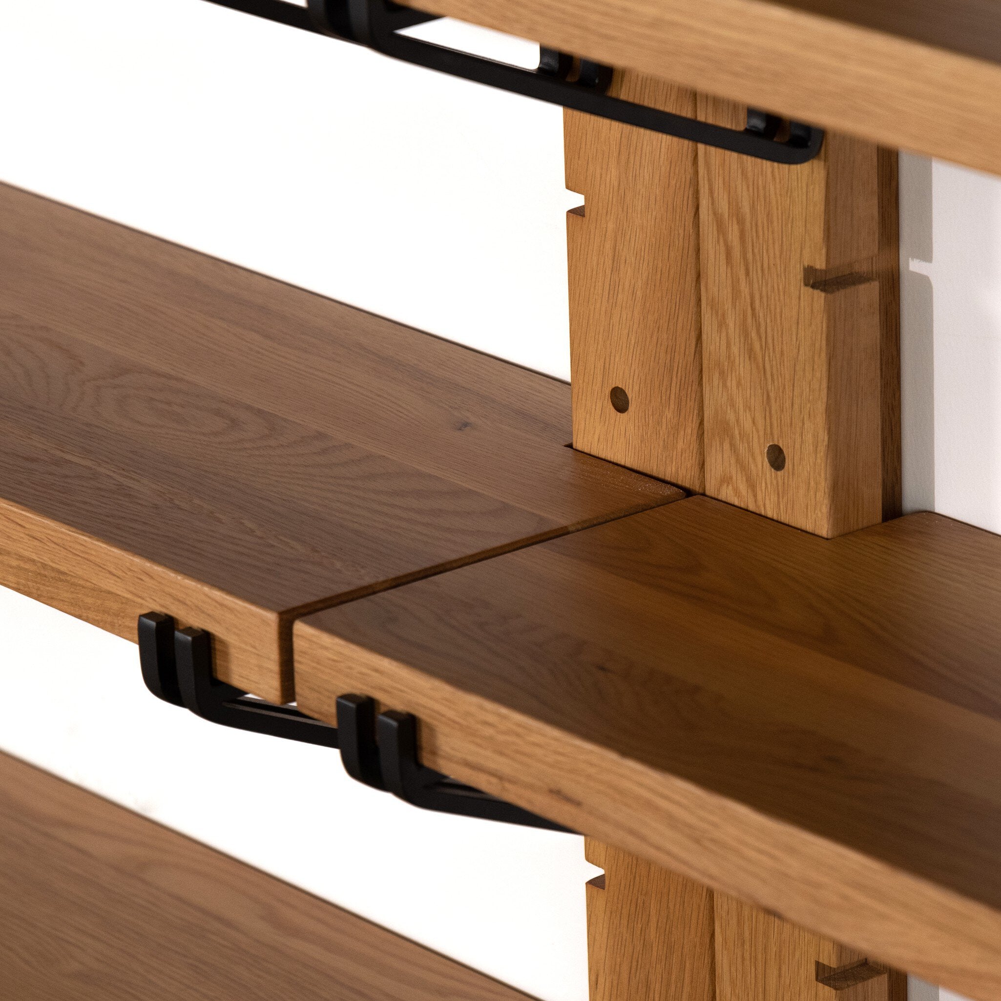 Four Hands Pivott Shelf — Natural Oak Veneer-Dark Iron-Natural Oak