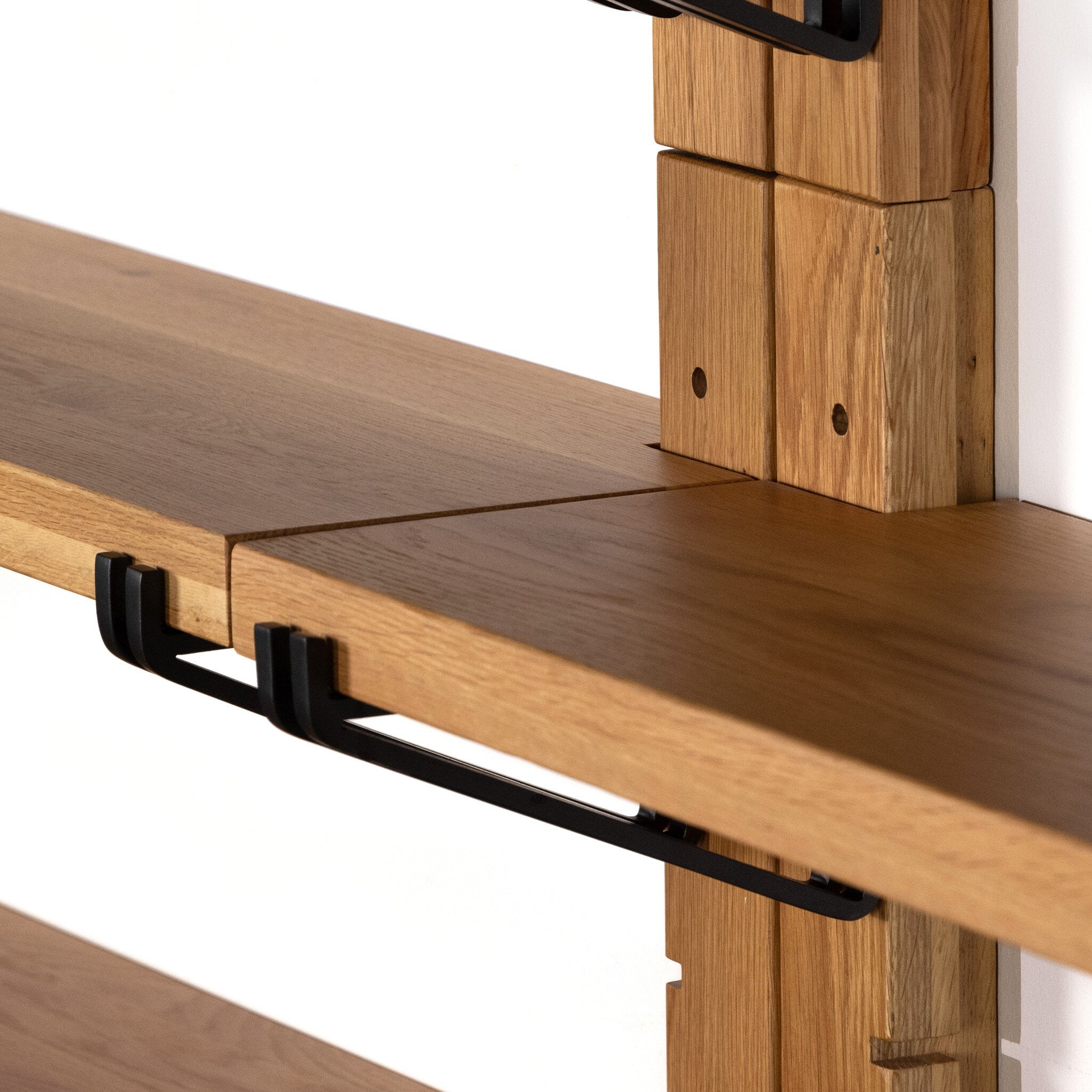 Four Hands Pivott Shelf — Natural Oak Veneer-Dark Iron-Natural Oak