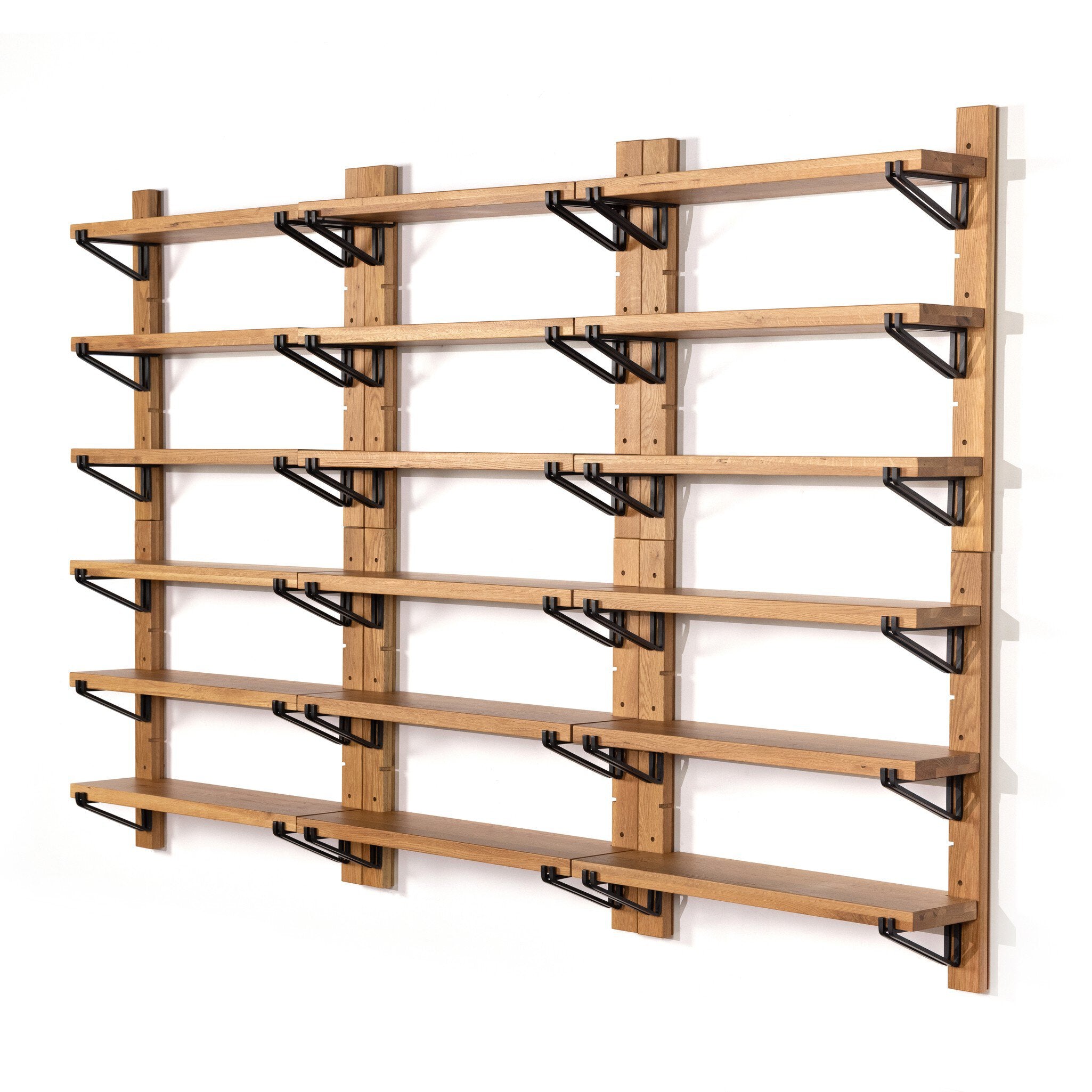 Four Hands Pivott Shelf — Natural Oak Veneer-Dark Iron-Natural Oak