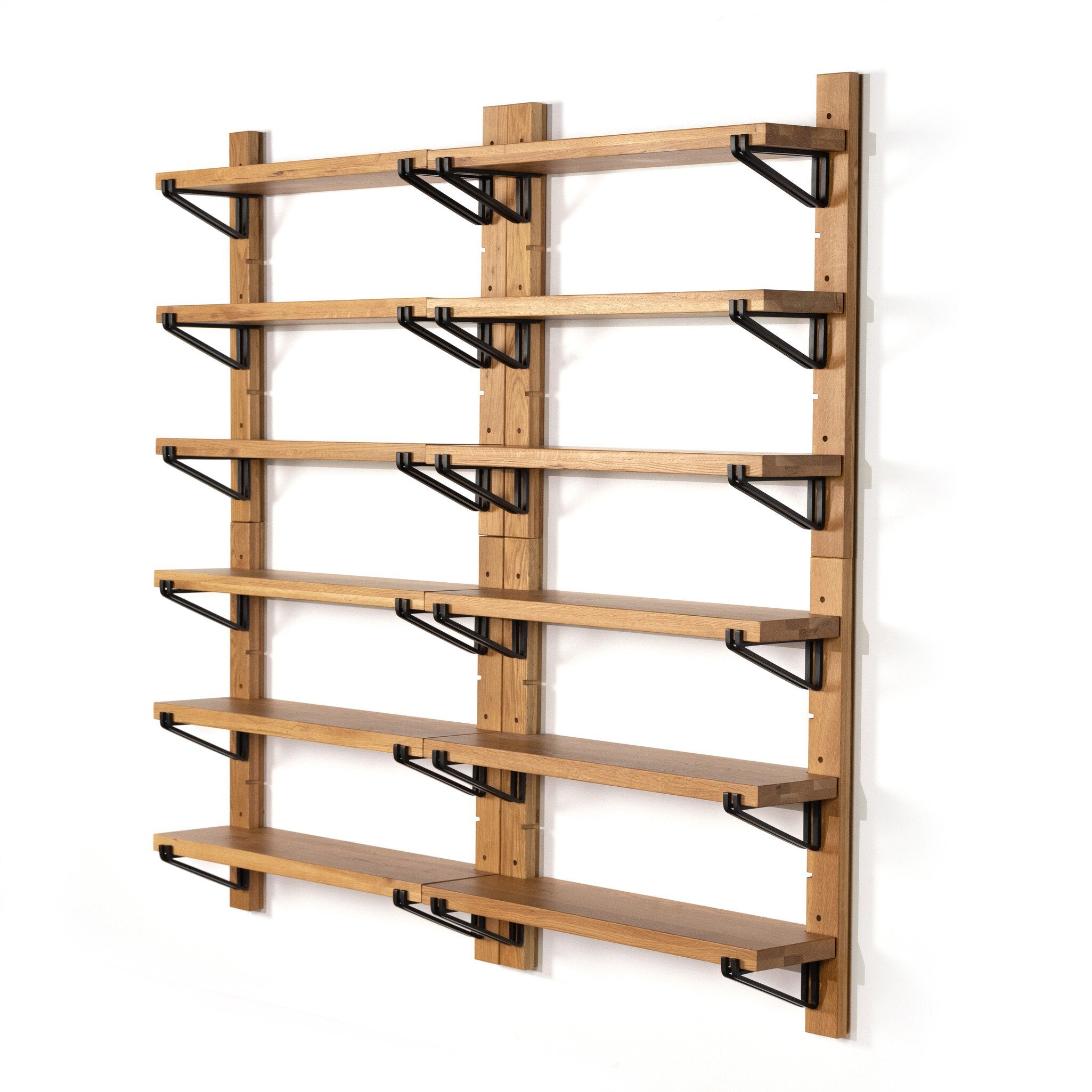 Four Hands Pivott Shelf — Natural Oak Veneer-Dark Iron-Natural Oak
