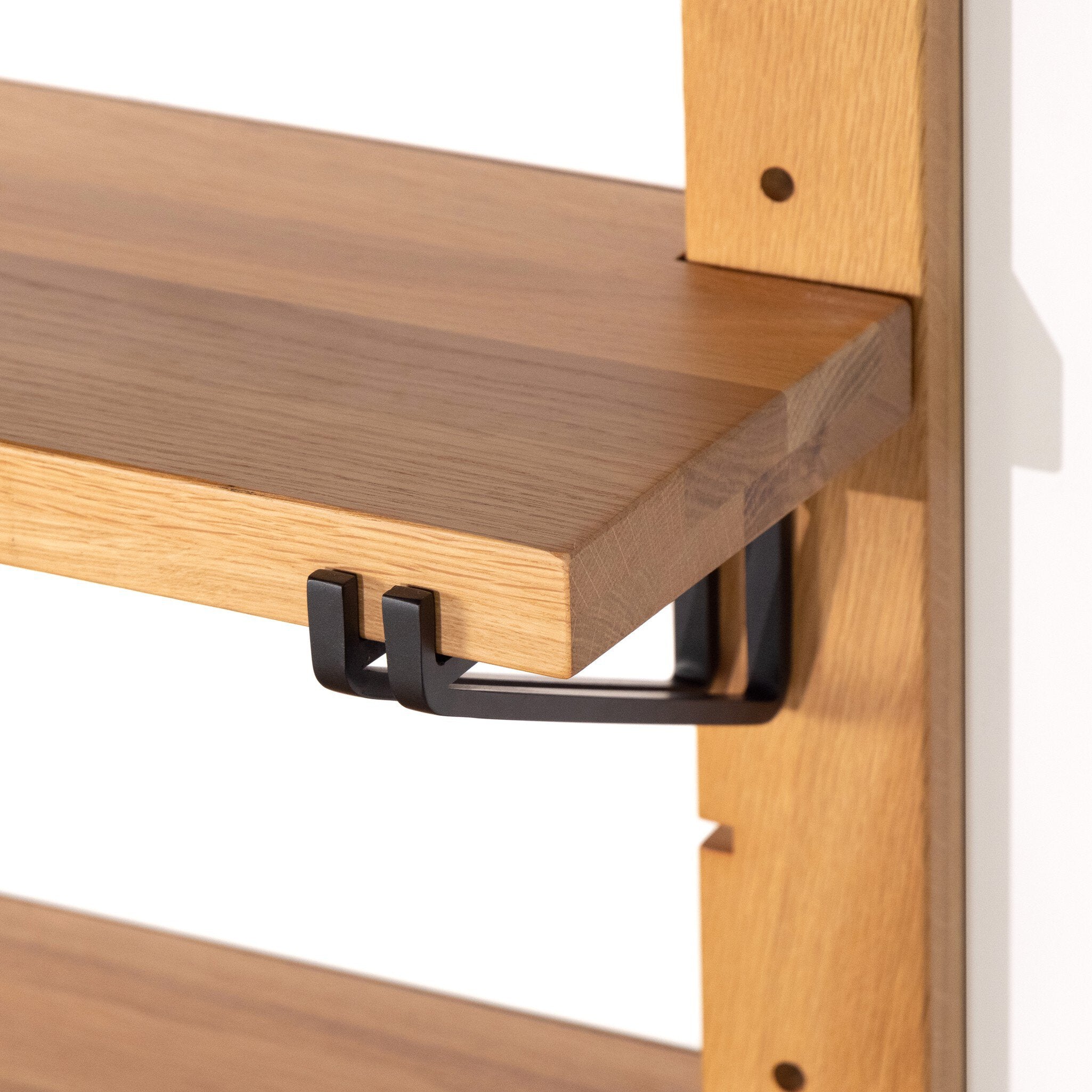 Four Hands Pivott Shelf — Natural Oak Veneer-Dark Iron-Natural Oak