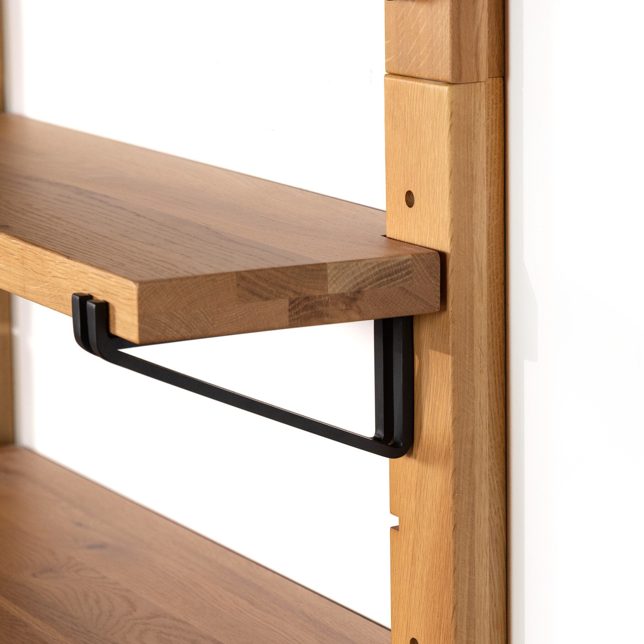 Four Hands Pivott Shelf — Natural Oak Veneer-Dark Iron-Natural Oak