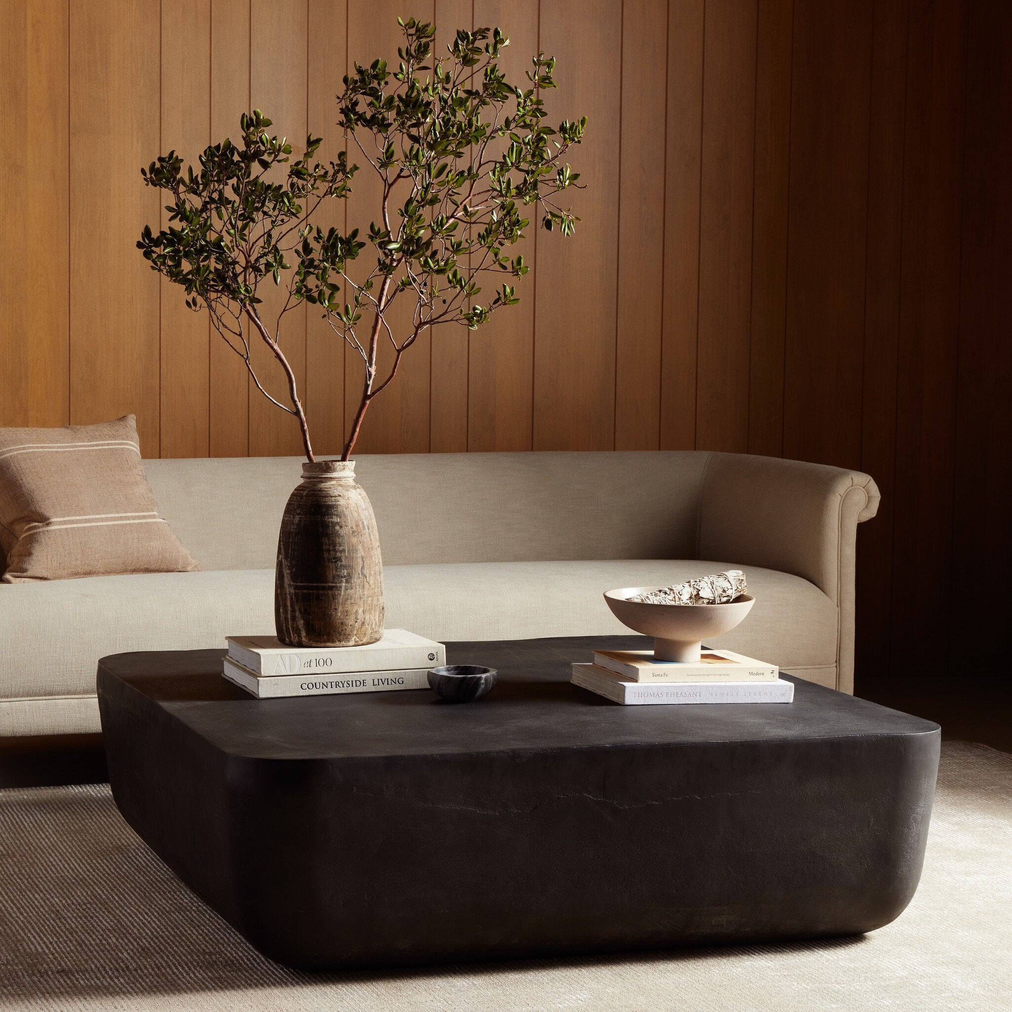Four Hands Basil Square Outdoor Coffee Table — Aged Grey