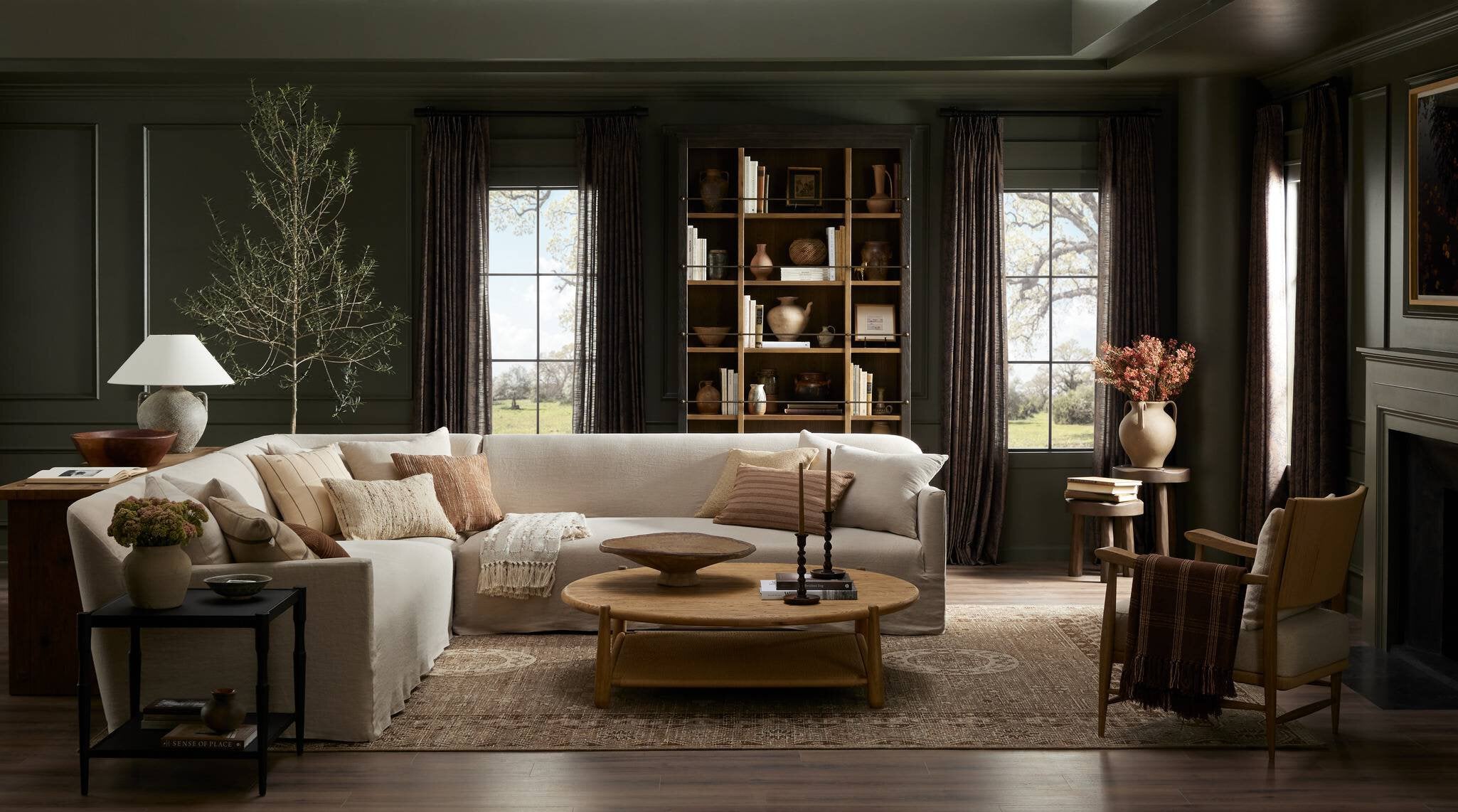 Four Hands Cortona Hand Knotted Rug — Cortona Olive-9'x12'