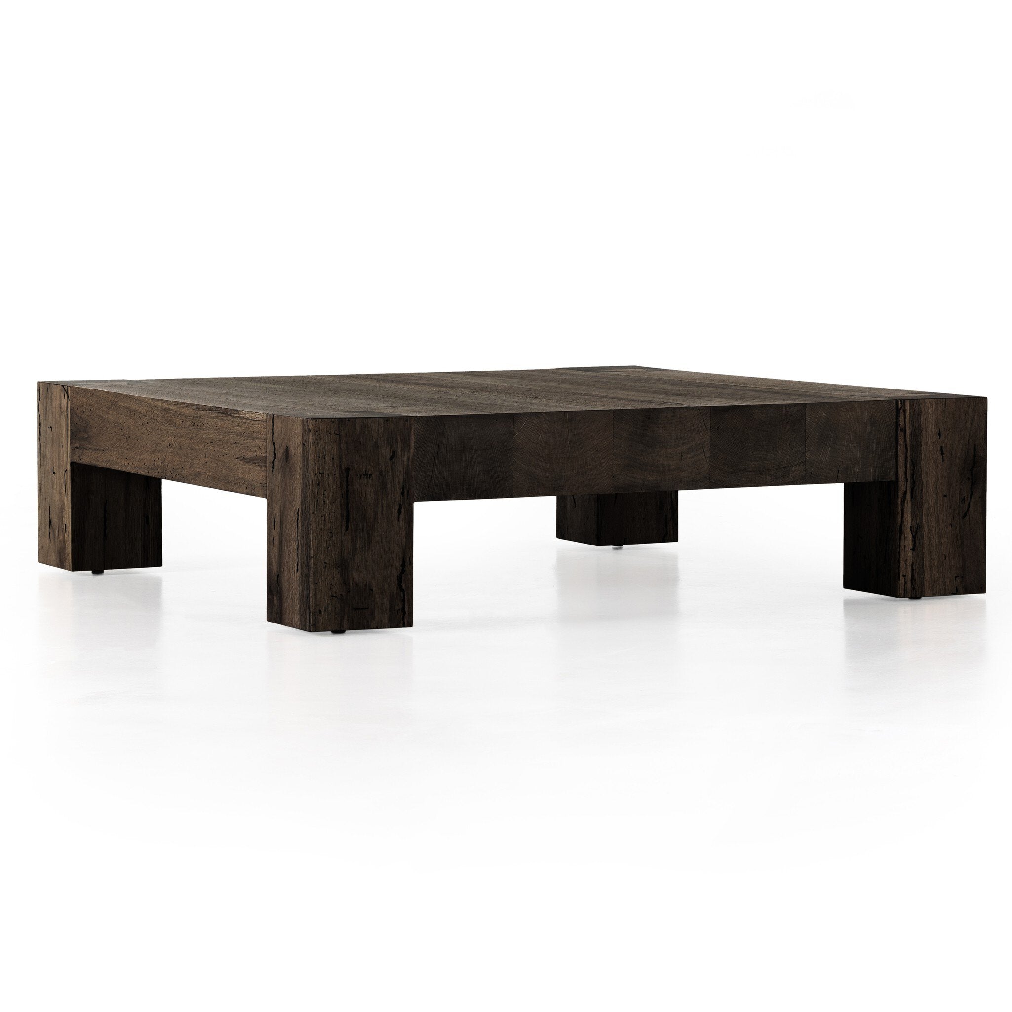 Four Hands Abaso Coffee Table — Ebony Rustic Wormwood Oak