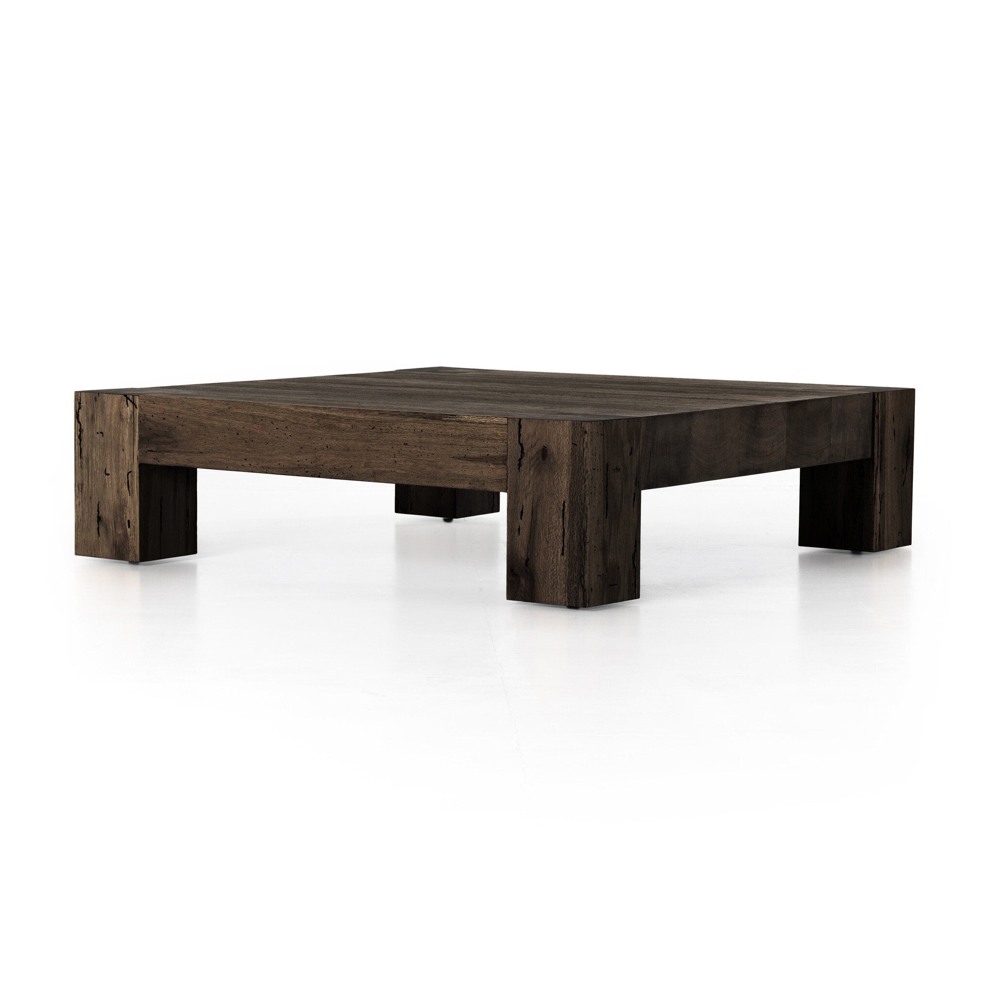 Four Hands Abaso Coffee Table — Ebony Rustic Wormwood Oak