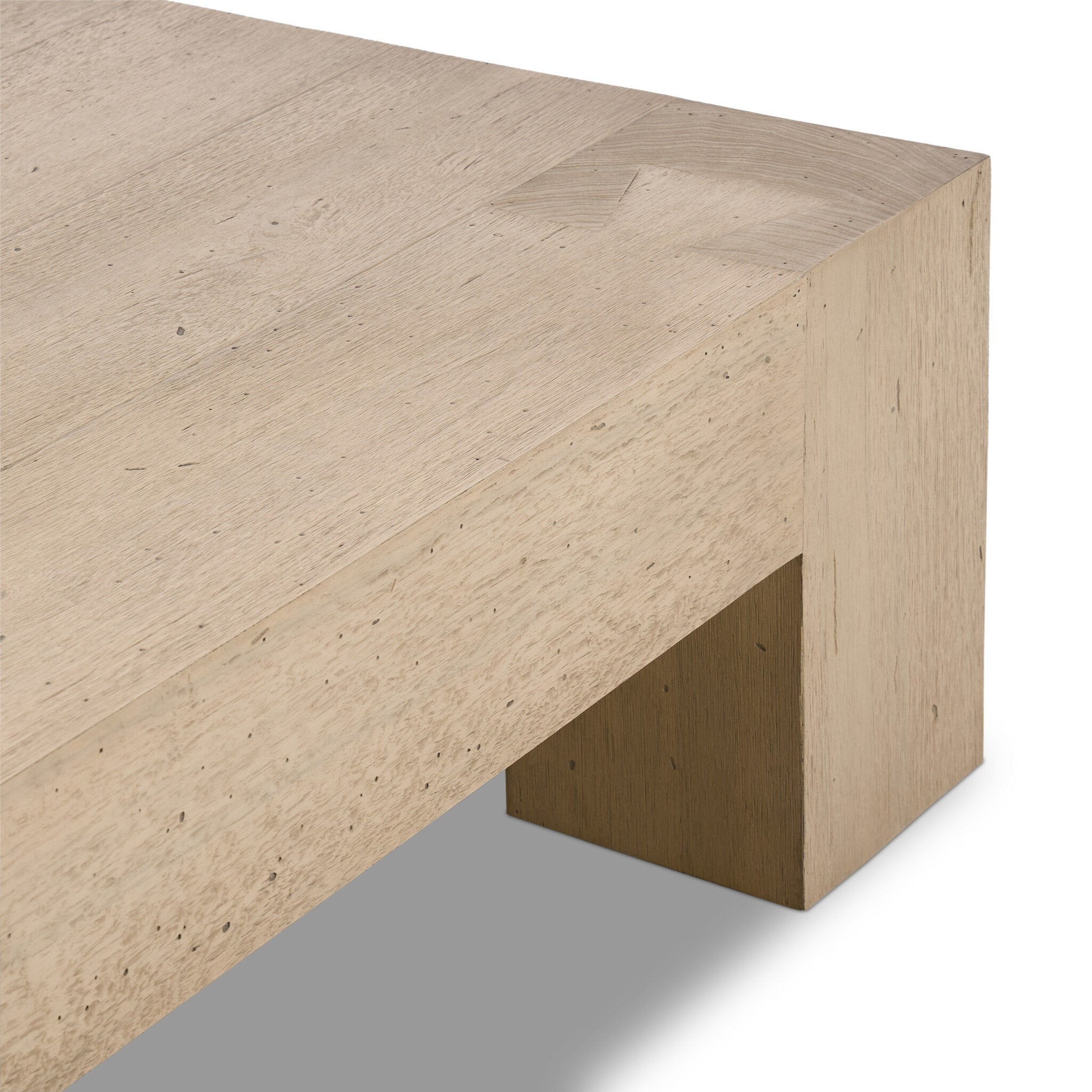 Four Hands Abaso Coffee Table — Whitewash Rustic Wormwood Oak-Smoked Oak Veneer