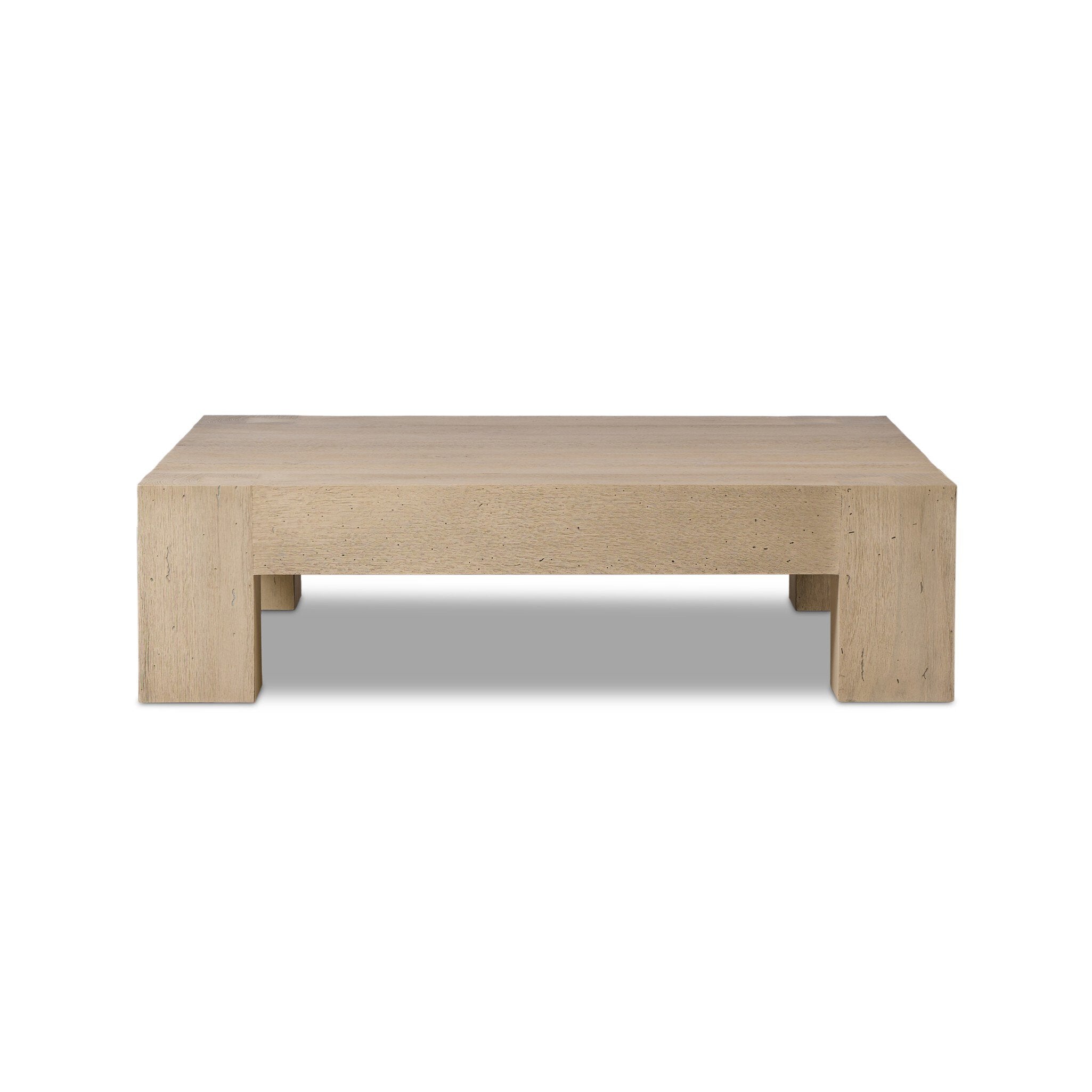 Four Hands Abaso Coffee Table — Whitewash Rustic Wormwood Oak-Smoked Oak Veneer