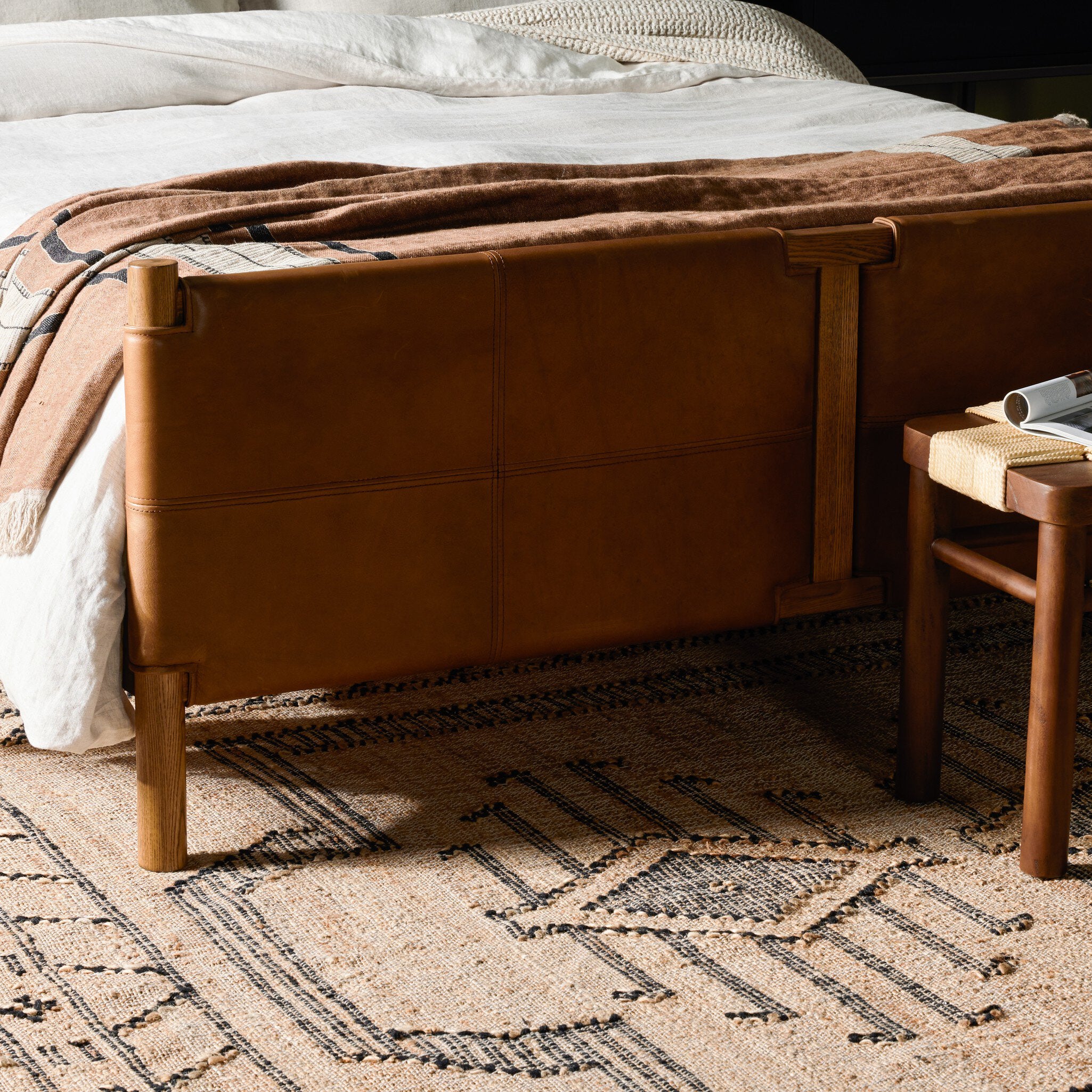 Four Hands Salado Bed — Heirloom Sienna-Natural Ash Veneer-Natural Ash Solid-King