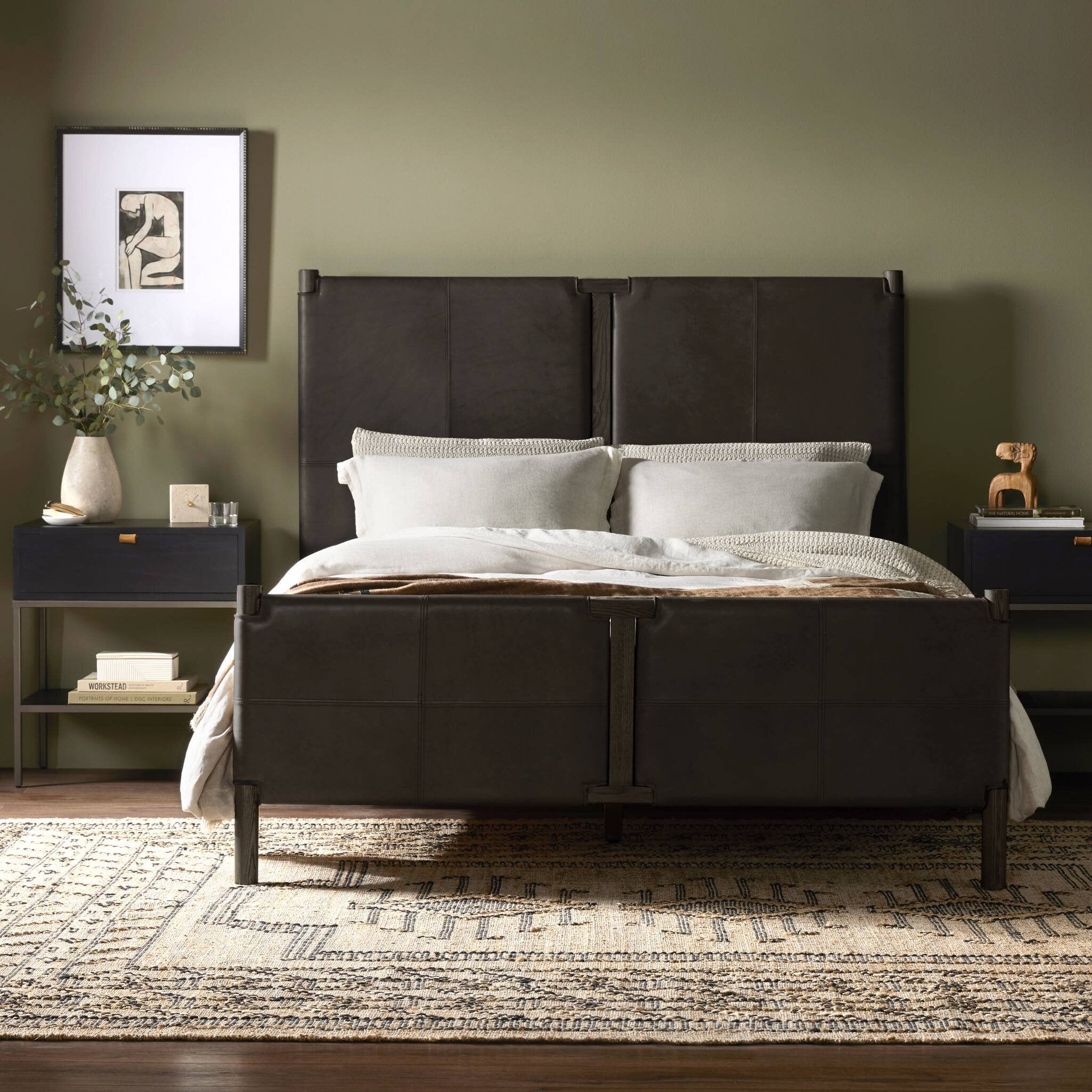 Four Hands Salado Bed — Heirloom Cigar-Rubbed Black Oak Veneer-Rubbed Black Oak-Queen