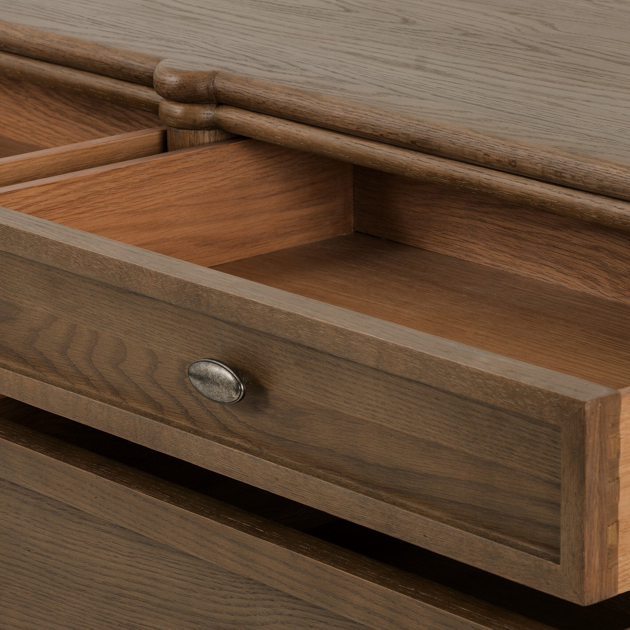 Four Hands Toulouse 9 Drawer Dresser — Toasted Oak-Toasted Oak Veneer-Aged Brass